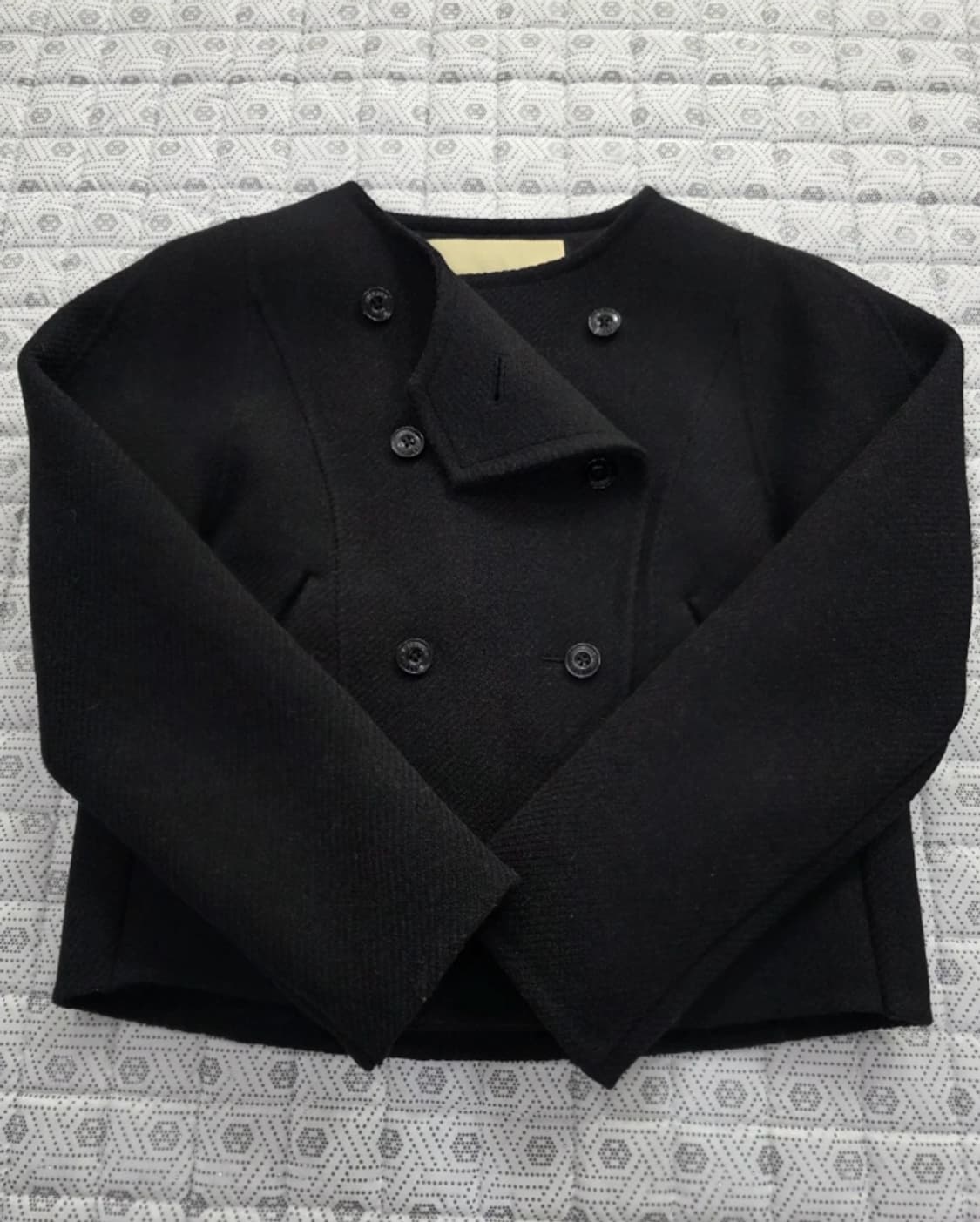 타임 울 100% 블랙 더블버튼 숏코트 ~55 상품이미지3