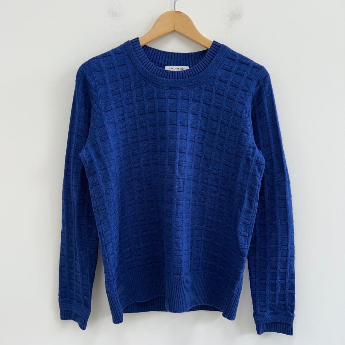 [L] 라코스테 격자 패턴 울 라운드 니트 스웨터 3686 상품이미지1