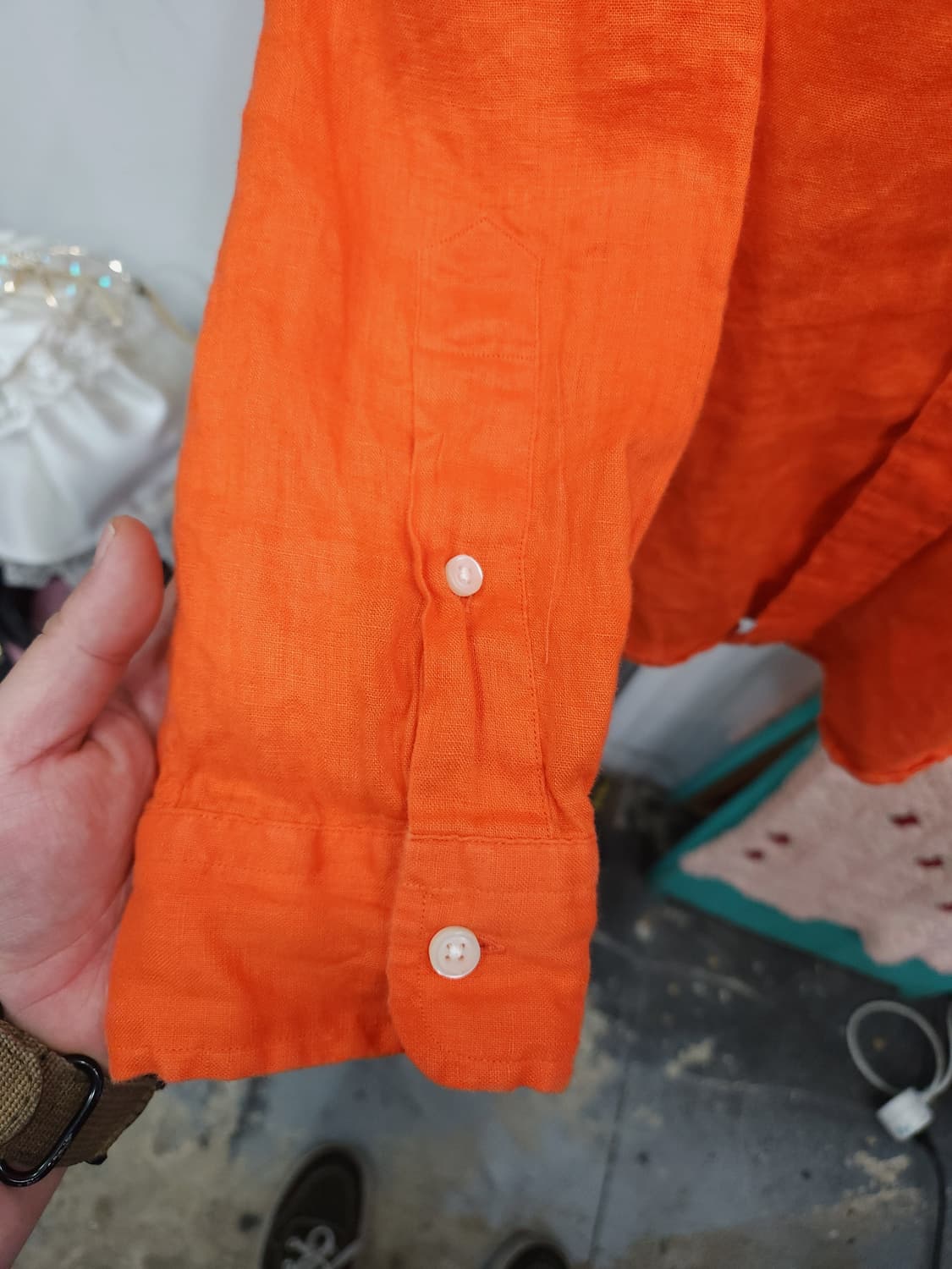 폴로 랄프로렌 오렌지 린넨 셔츠
 상품이미지7