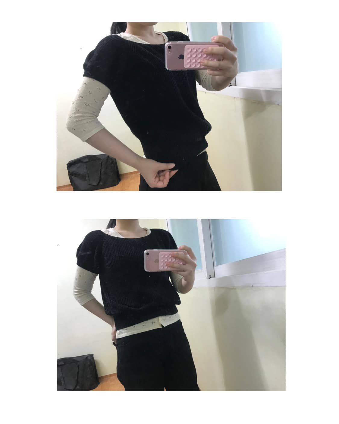 vintage black ballon knit purff top 상품이미지5