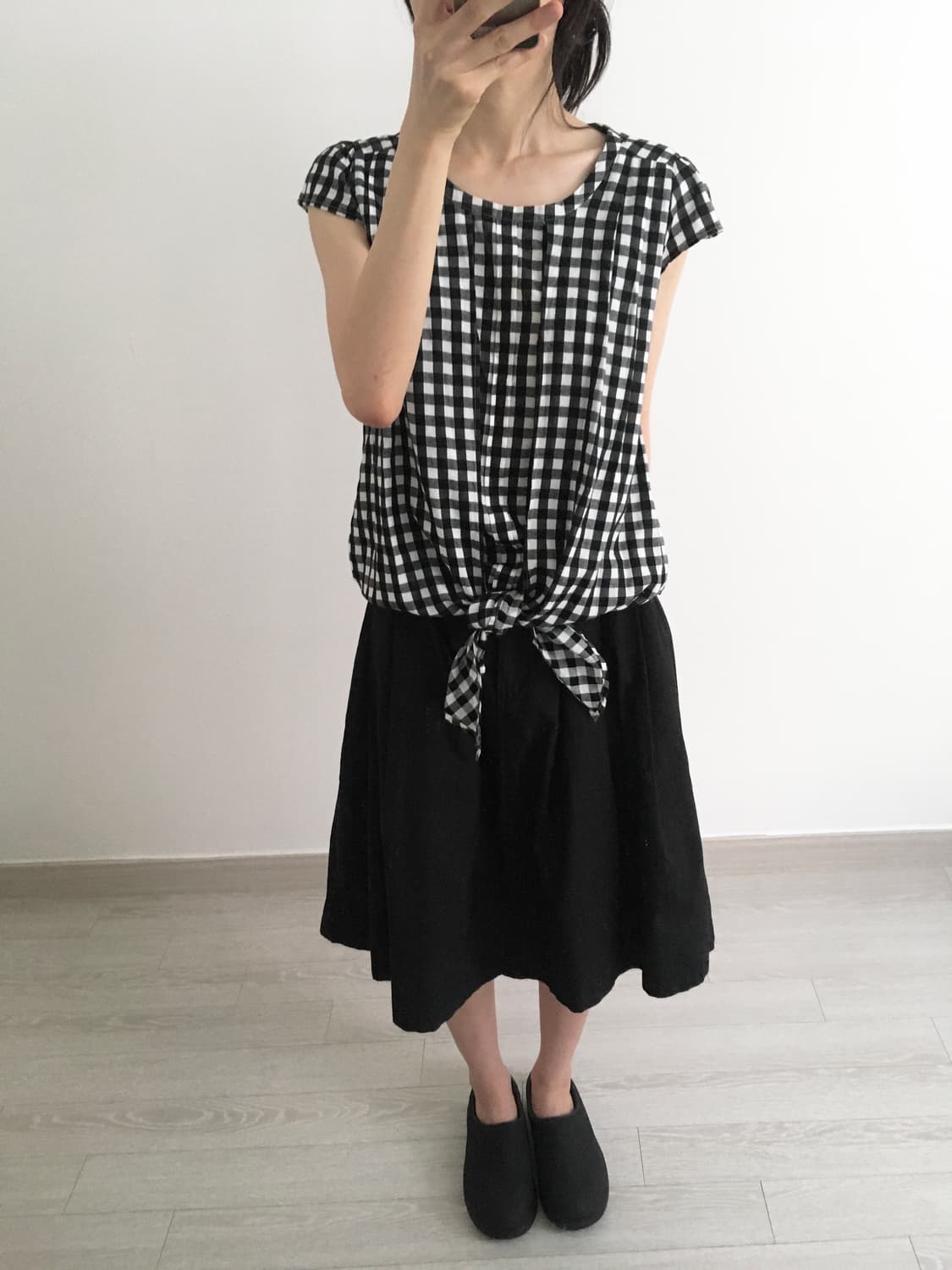 gingham check tie blouse 상품이미지3