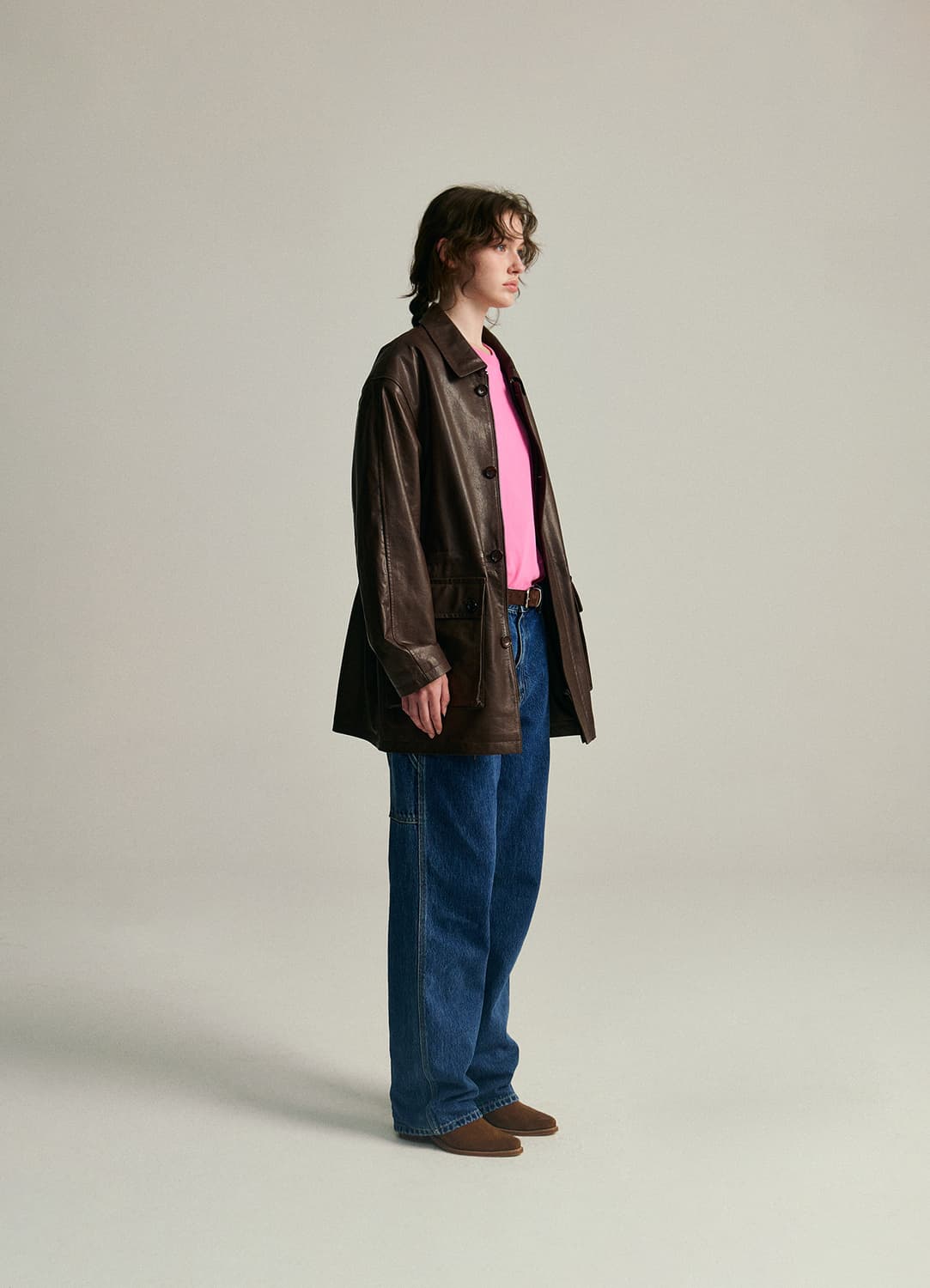 더바넷 뎁 램스킨 레더 캠프 스트링 코트 브라운 상품이미지2