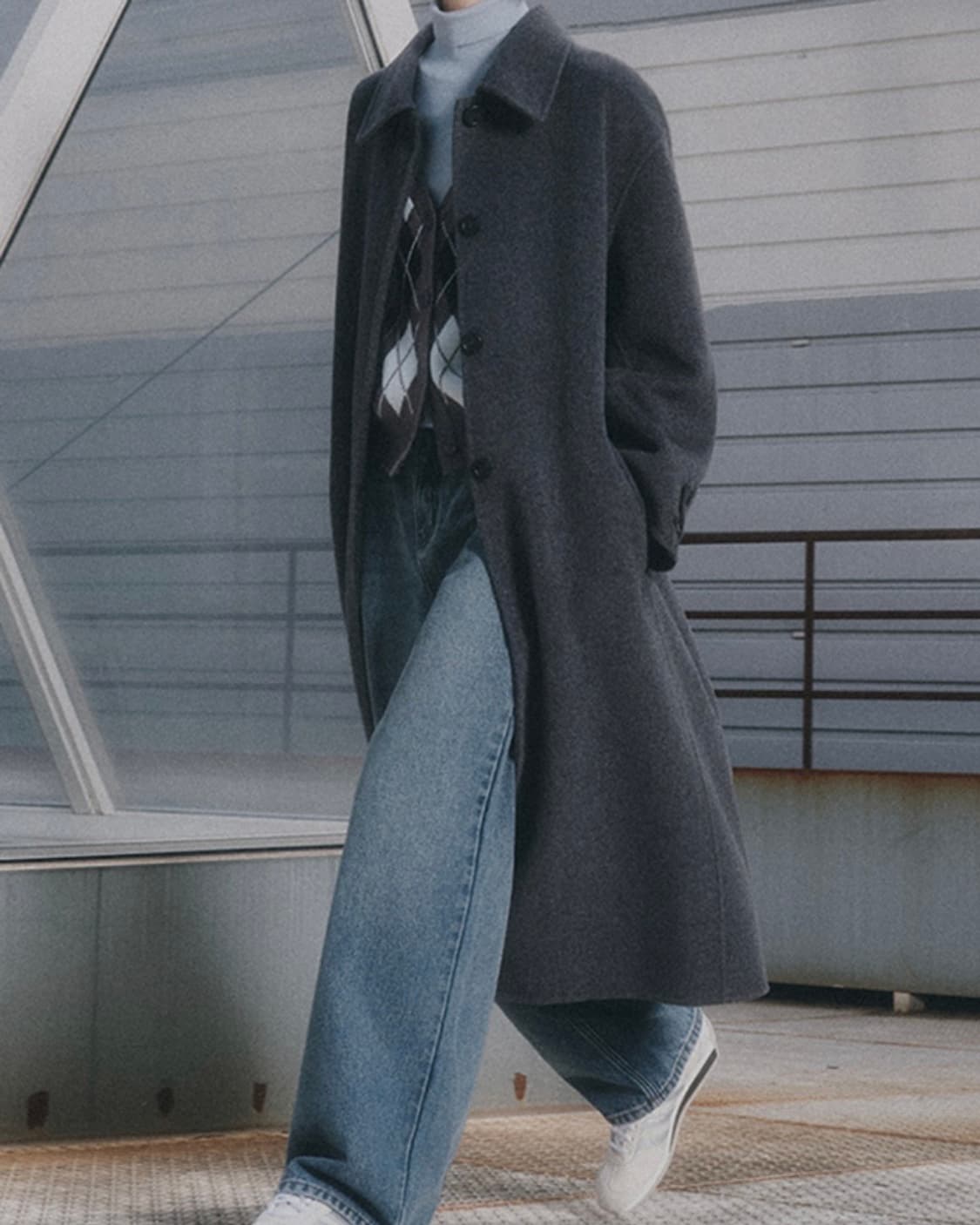 (울70%)미쏘 핸드메이드 벨티드 롱 코트 딥그레이 상품이미지3