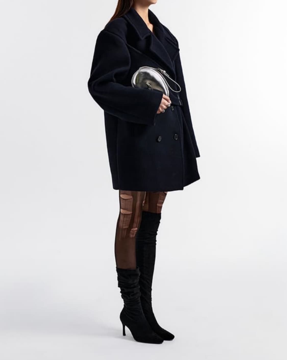 SIDE-BELT HALF COAT NAVY 상품이미지4