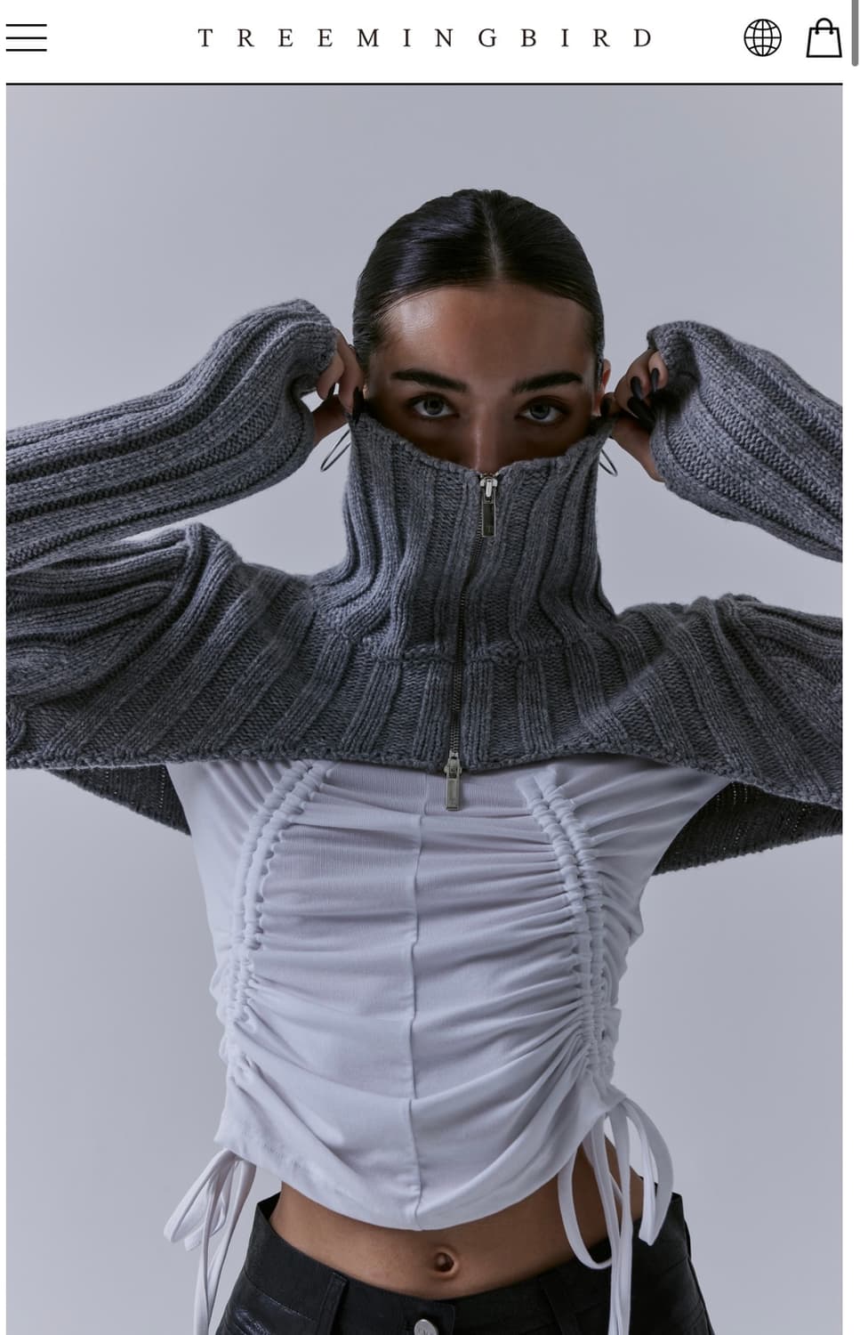 트리밍버드 하이넥 니트집업 그레이 새상품급 가격내림x 상품이미지1