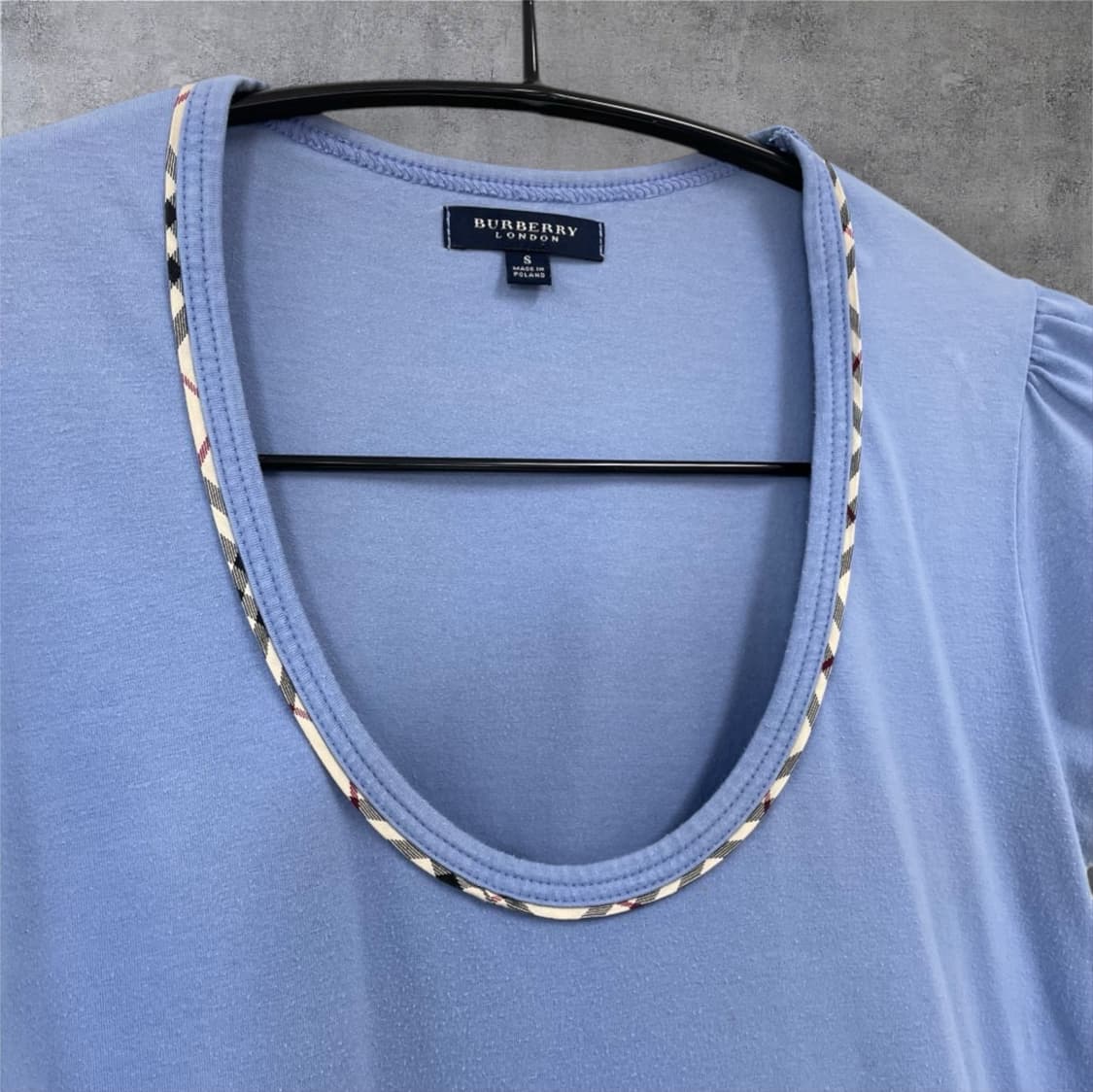 버버리 Burberry 스카이블루 U넥 캡소매 티셔츠 S 상품이미지2