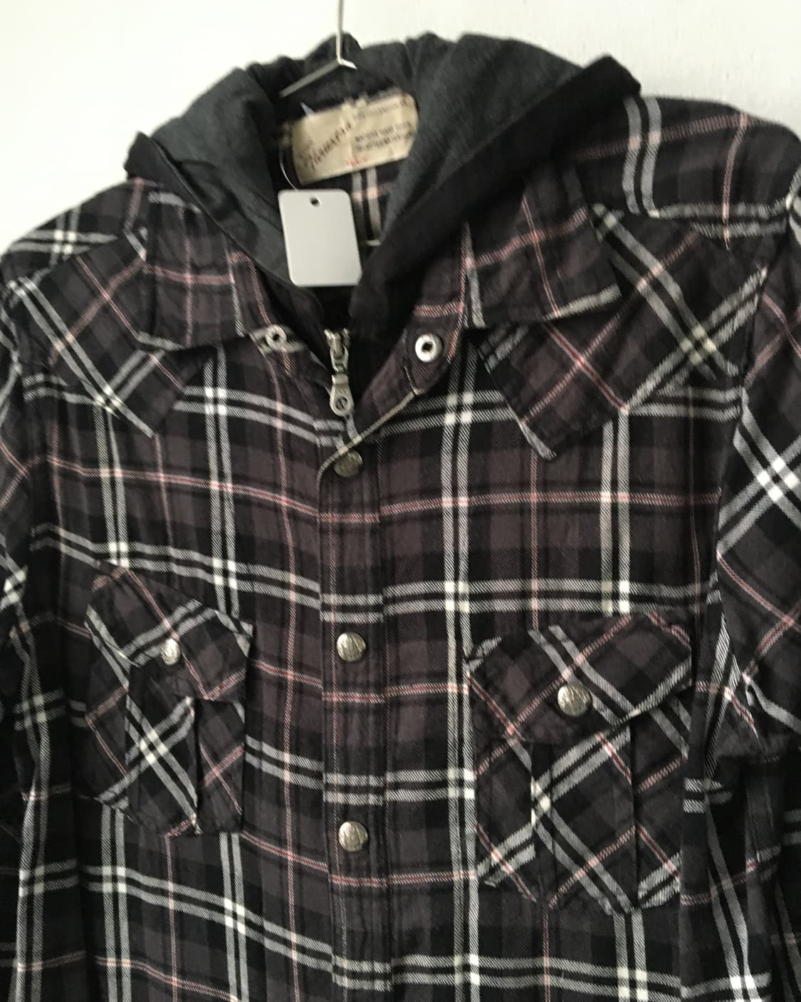 Hood layered check pattern shirt 상품이미지5