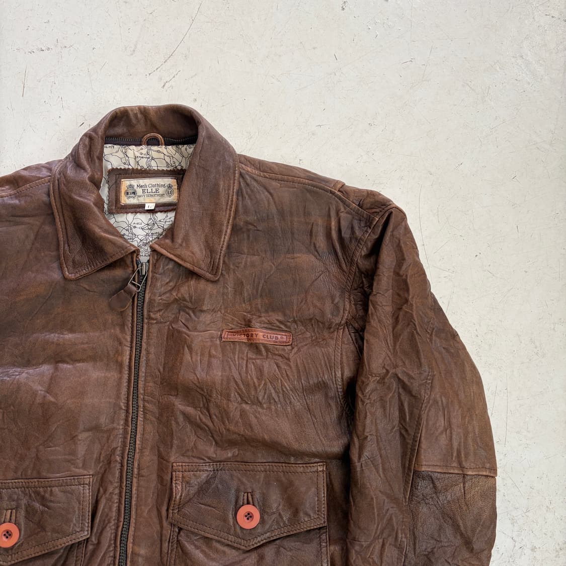 80s ELLE 빈티지 A-2 리얼가죽 자켓 L 상품이미지2