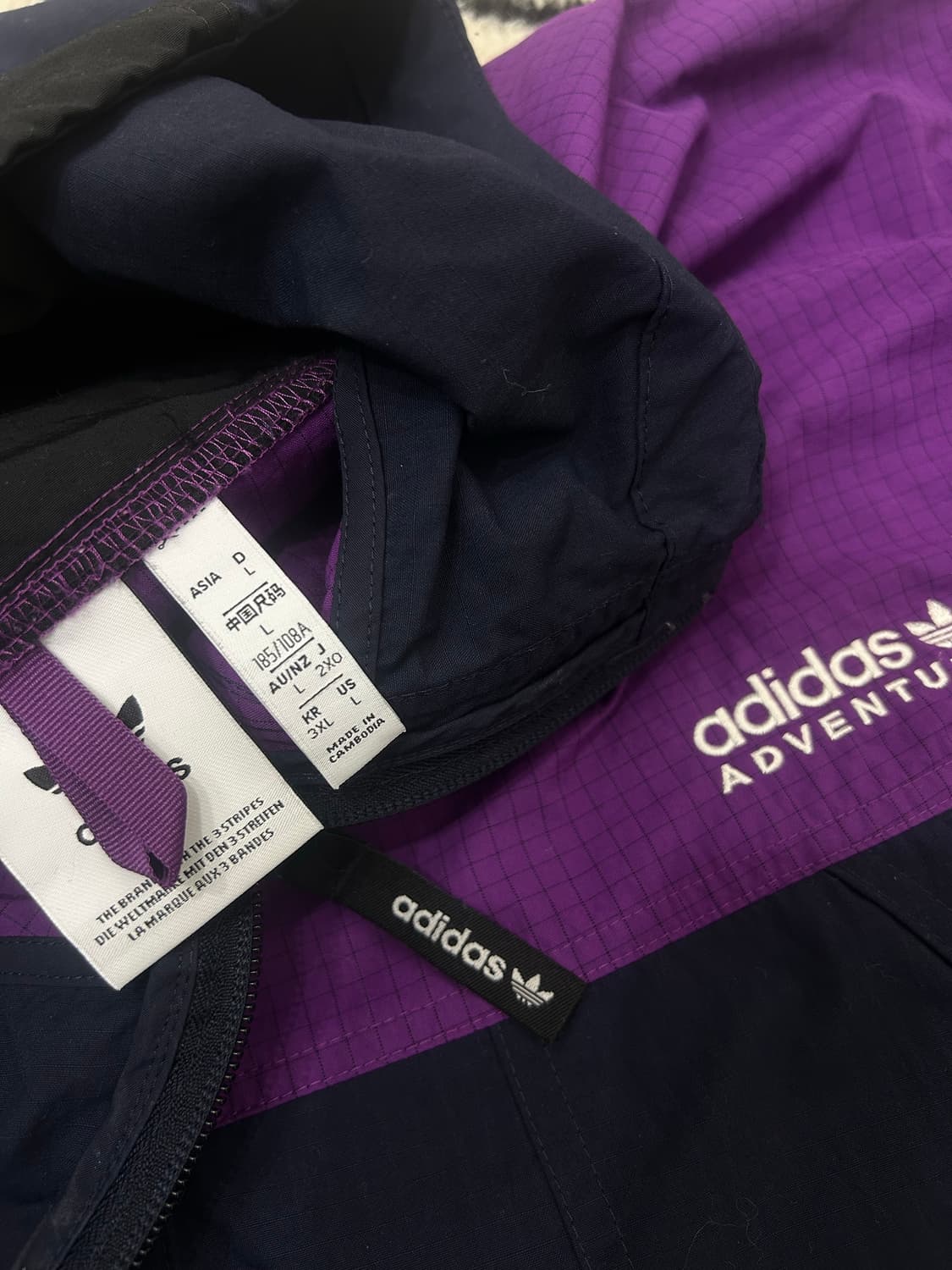 [3XL]아디다스 어드벤처 우븐 후드 바람막이/퍼플네이비 상품이미지6