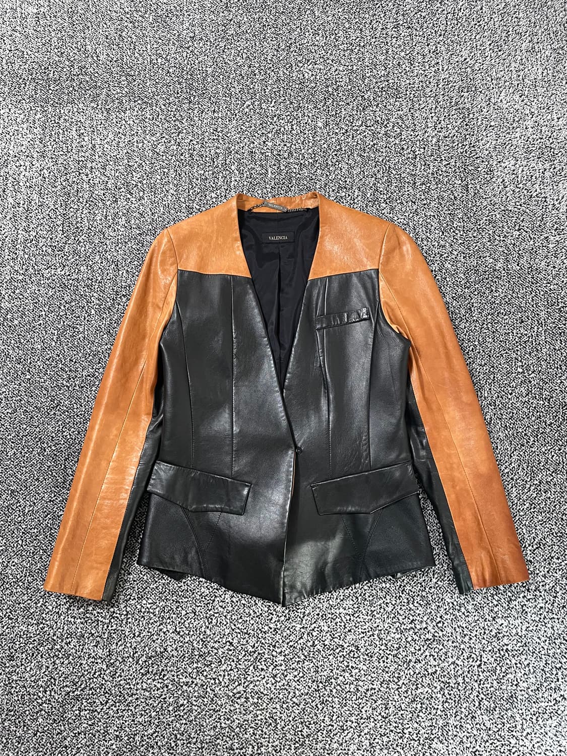 빈티지9. VALENCIA 발렌시아 양가죽 자켓 배색 레더 라이더 상품이미지1