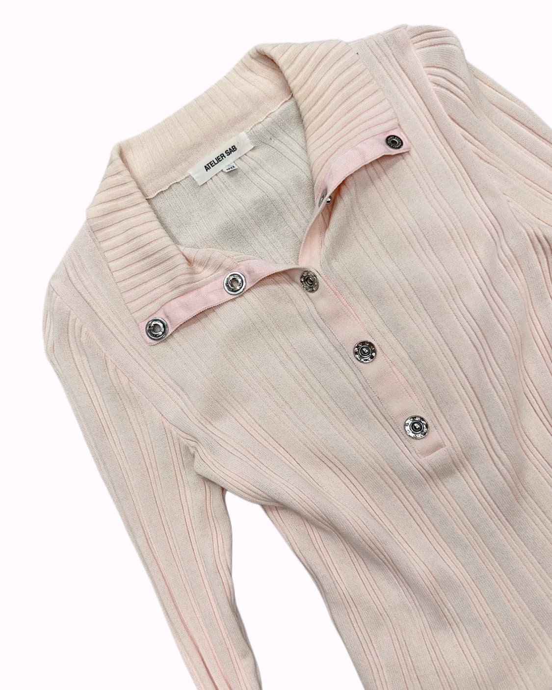 pink ribbed snap t-shirt 상품이미지3