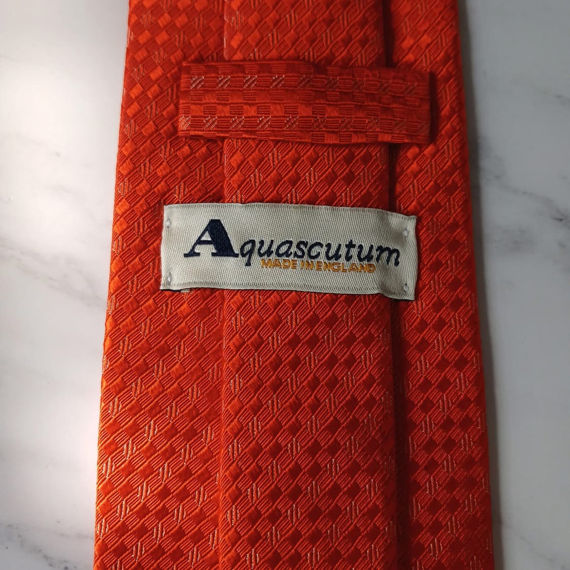 아쿠아스큐텀 실크 오렌지 자카드 패턴 넥타이 9.5cm A+등급 E865 상품이미지9