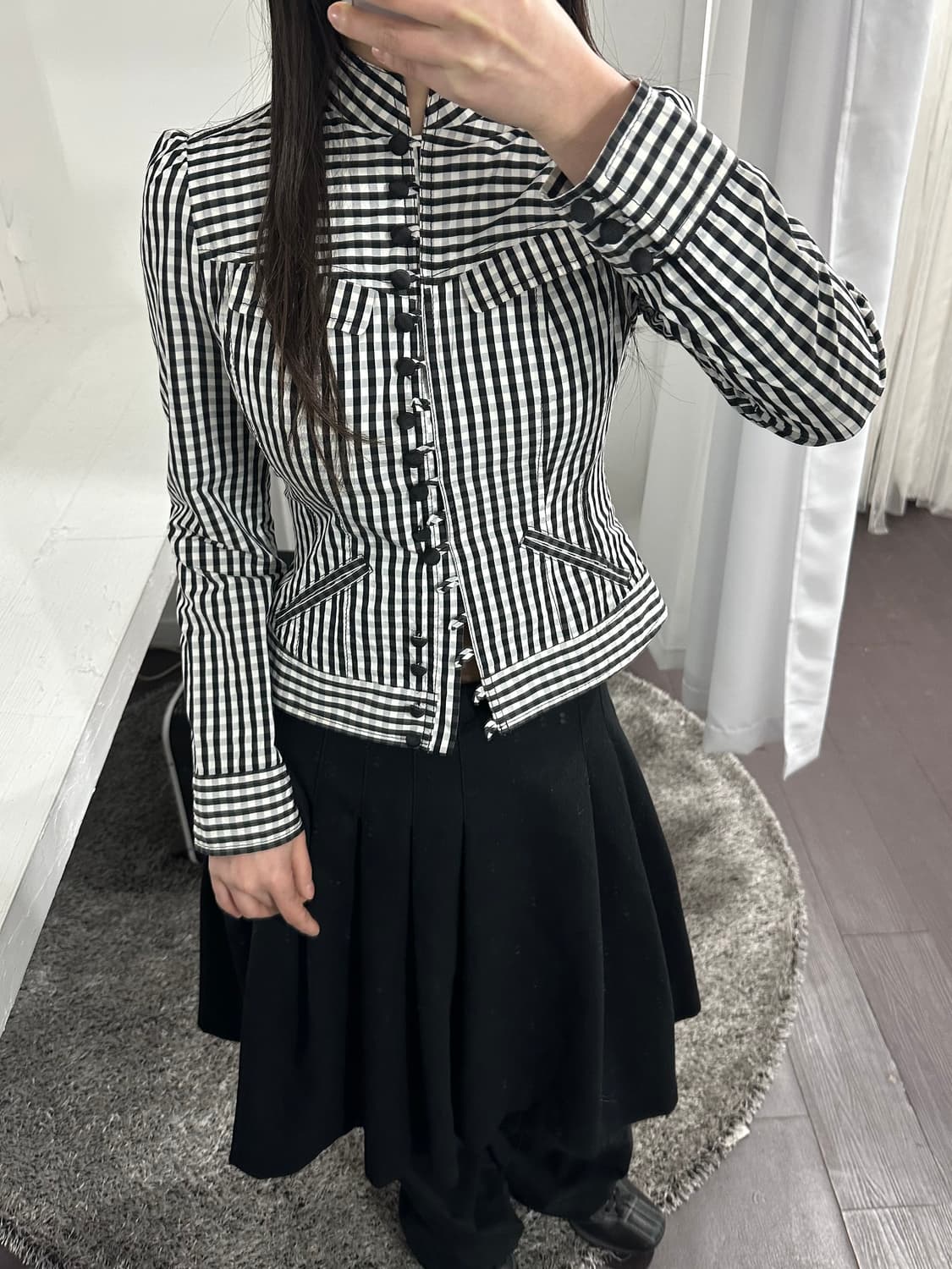 fragile check button design jacket 상품이미지4