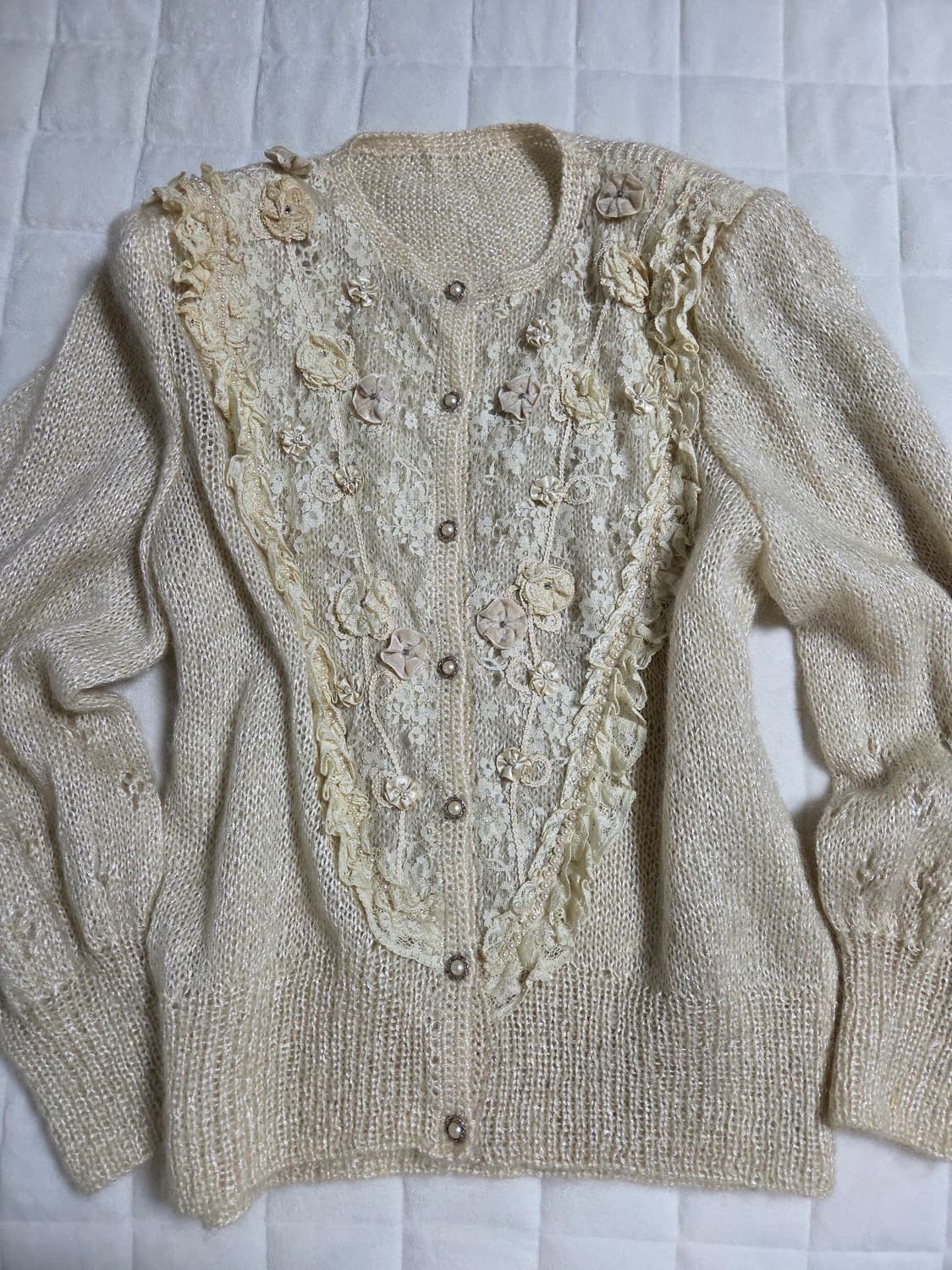 빈티지 모리 페어리 화이트 아이보리 가디건 상품이미지5