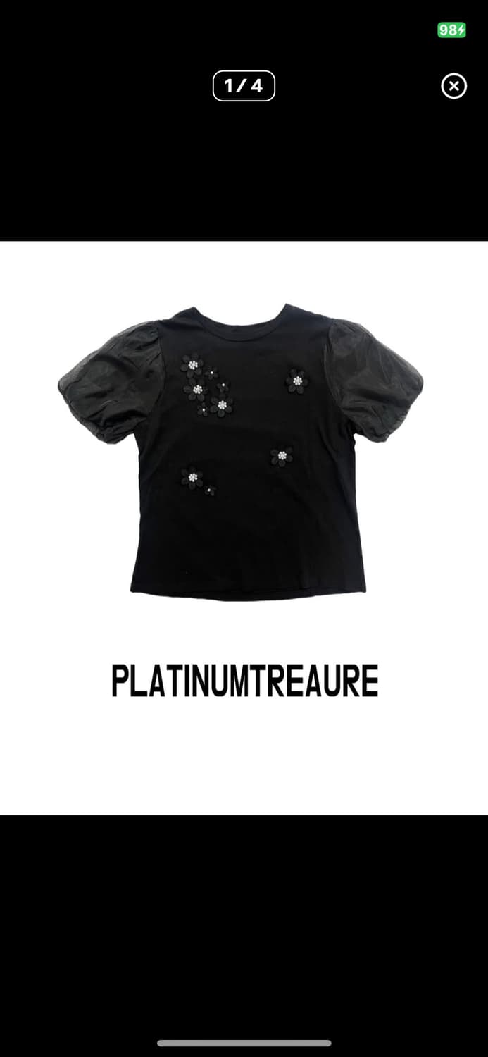 platinumtreasure 블랙 플라워 티셔츠 상품이미지1