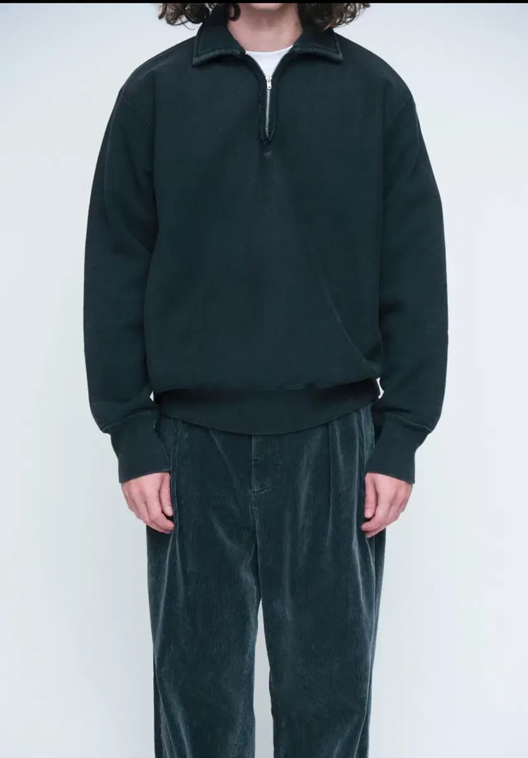 [3] 아프레쎄 24fw 빈티지 하프 집업 스웻 블랙 상품이미지2