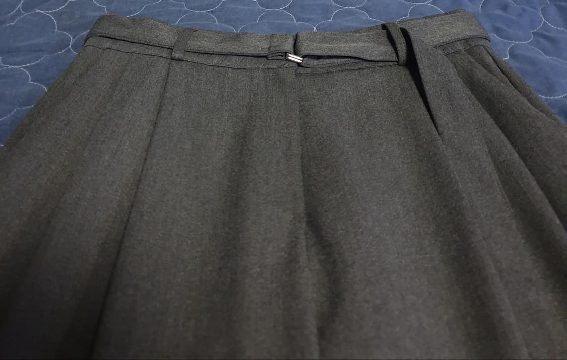 (단종매물) 웰노운 투턱 벨티드 와이드 슬랙스 미디엄그레이 (M) 상품이미지2