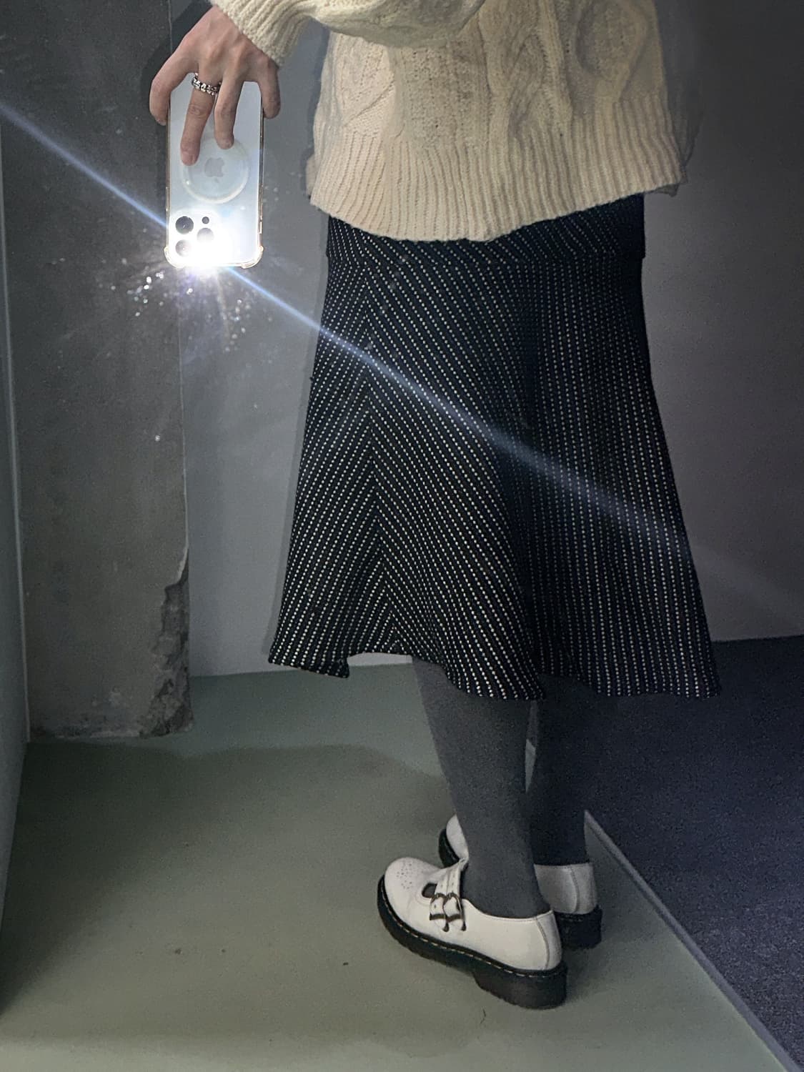 dot stripes midi wool skirt 상품이미지6