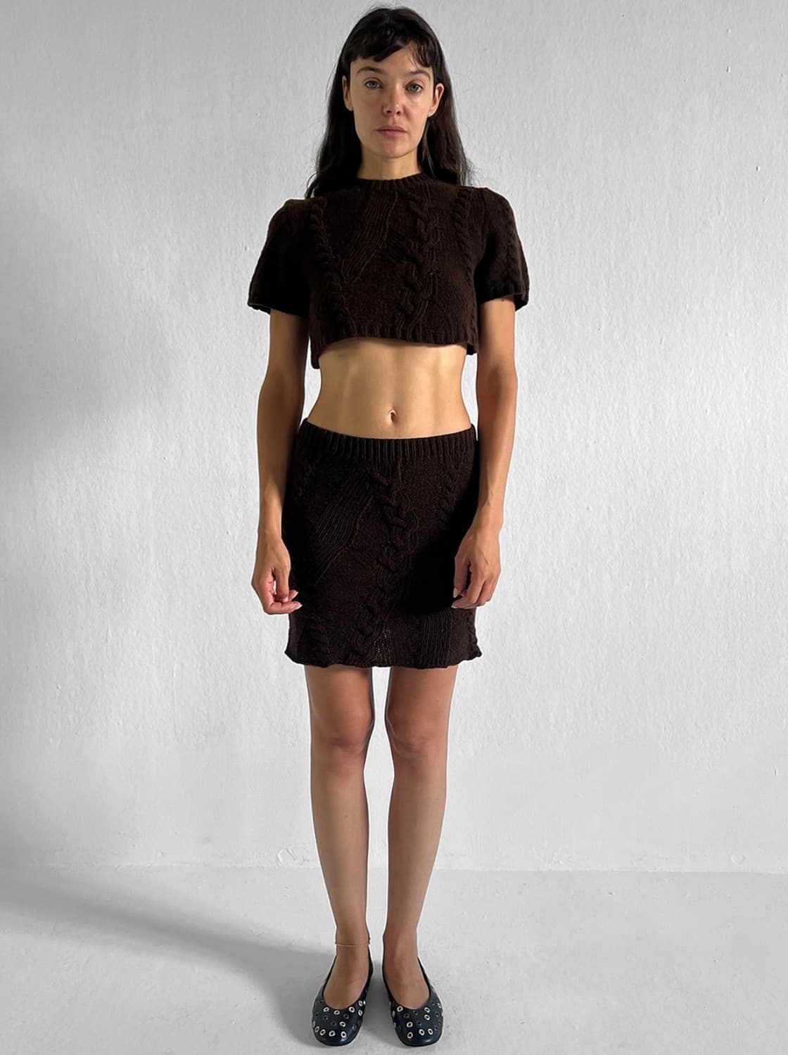 [S,M,L]기마구아스 Julita 꽈배기 크롭 니트/브라운 상품이미지5