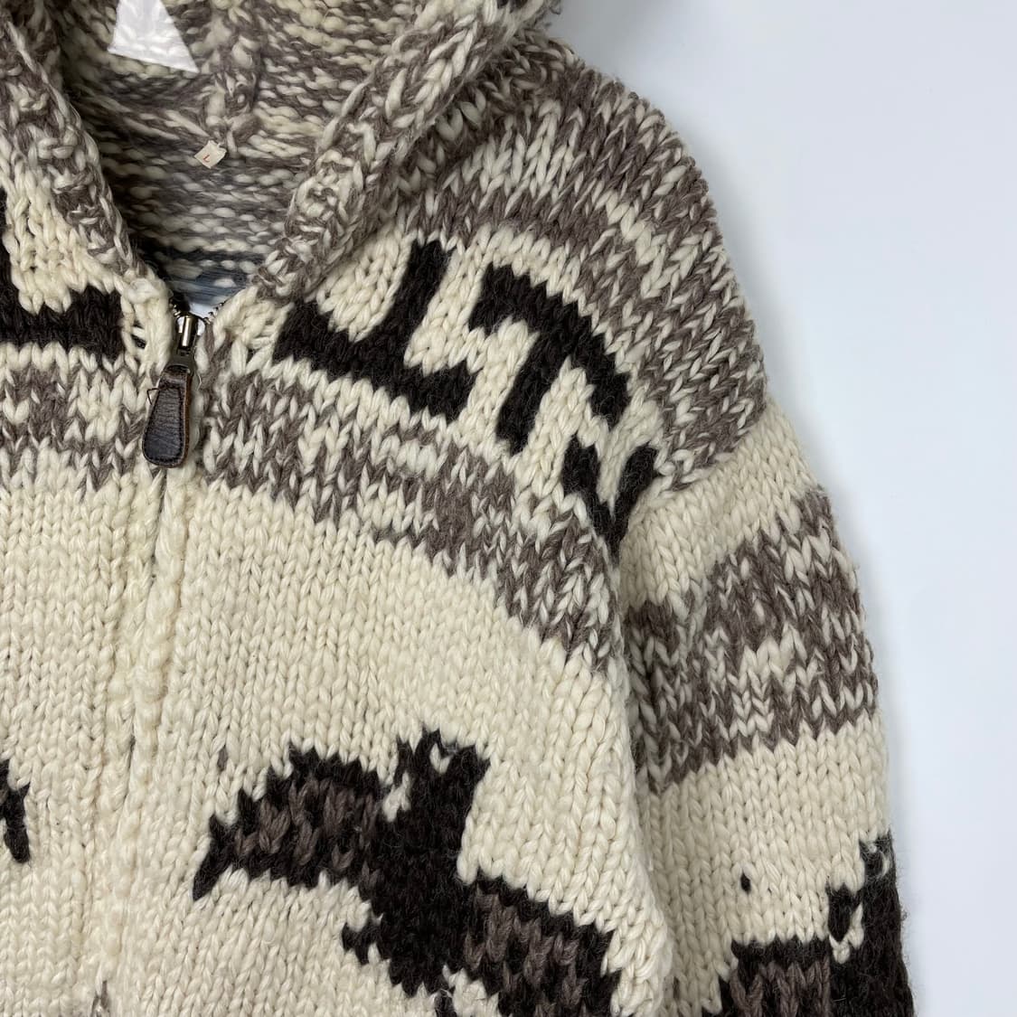 빈티지 코위찬 니트 후드 가디건 집업 상품이미지4
