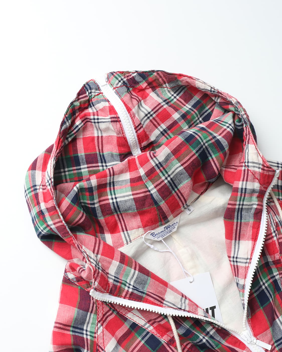 빔즈 BEAMS Madras Check Hoodie 상품이미지8
