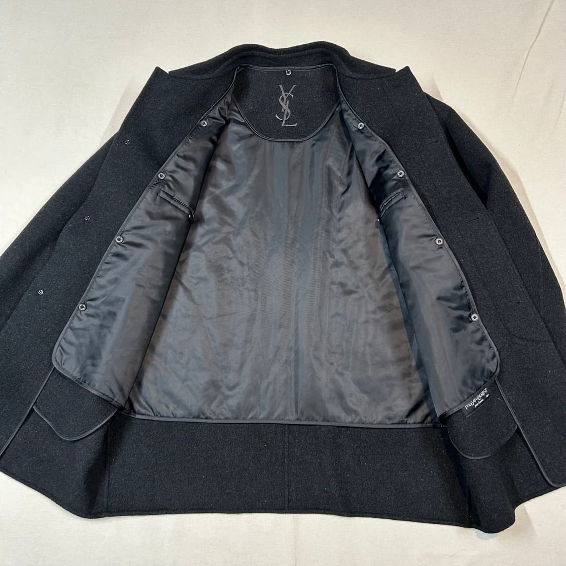 L) YSL 입생로랑 울 미디움 코트 자켓 블랙 상품이미지4