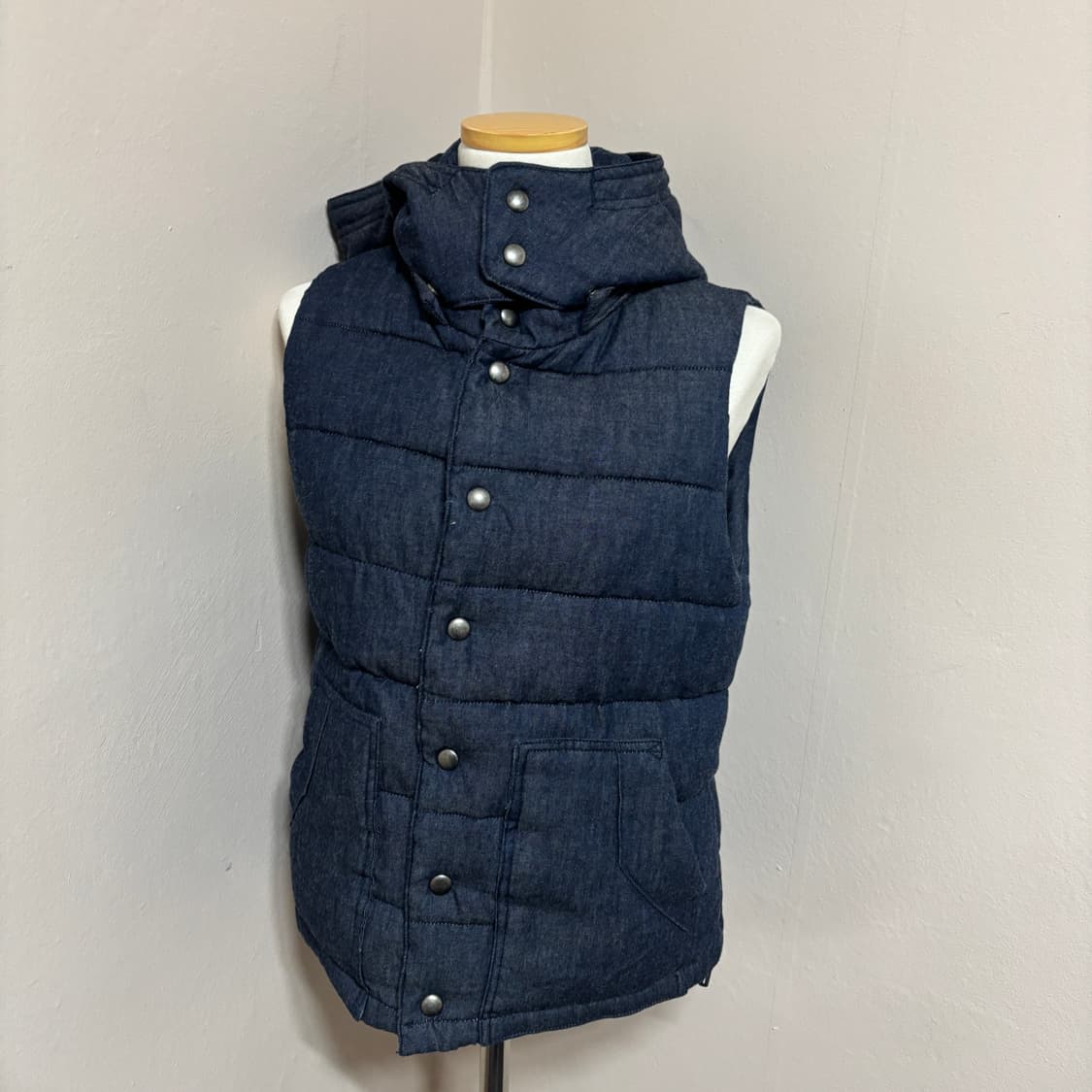 데님 후드 패딩 조끼 상품이미지2