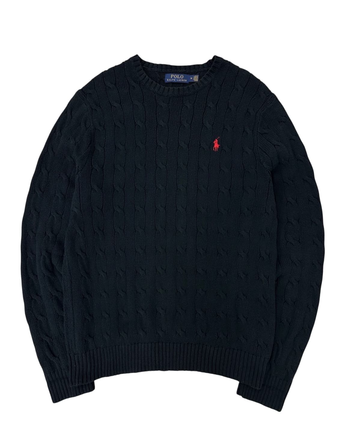 폴로 케이블 꽈배기 니트 블랙 (M) 상품이미지1