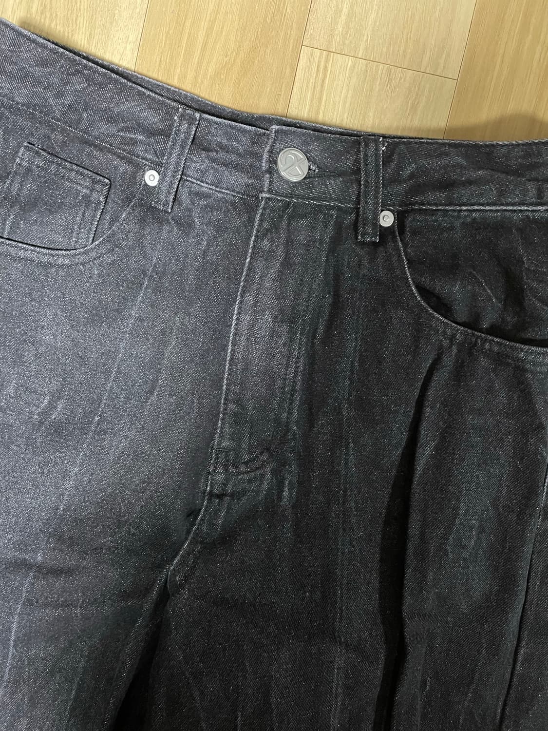 노매뉴얼 C.W WIDE DENIM PANTS - BLACK(XS) 상품이미지5