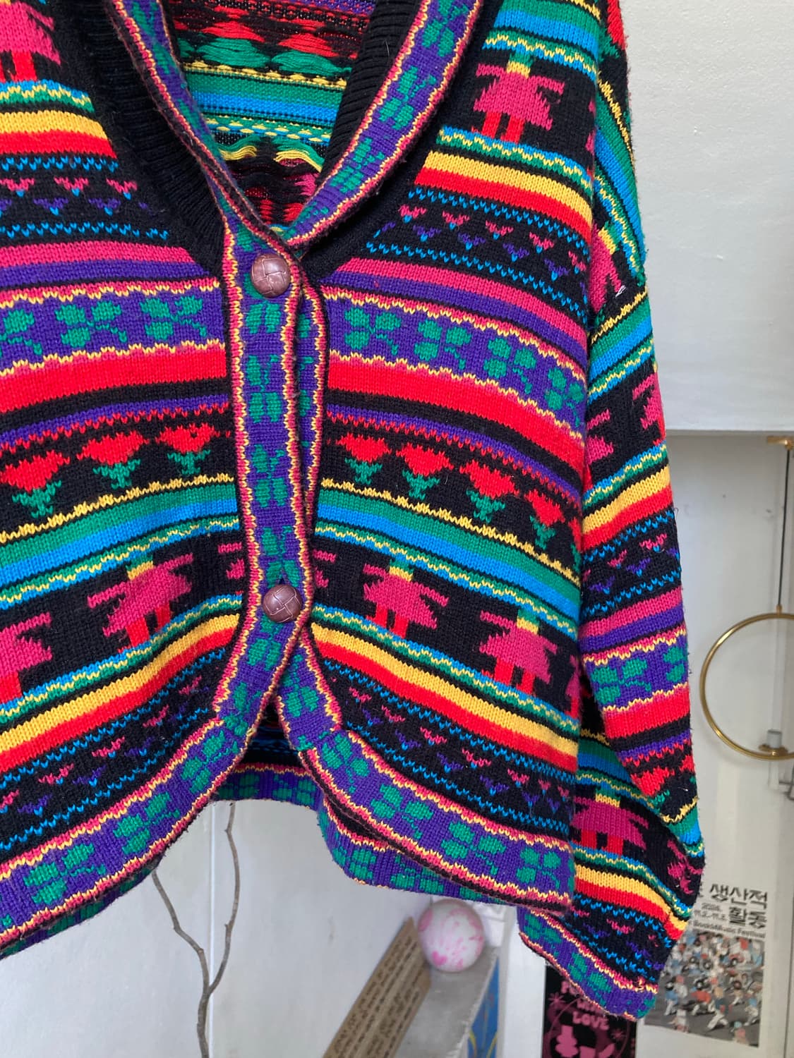 멕시코st 투버튼 패턴 가디건 상품이미지3