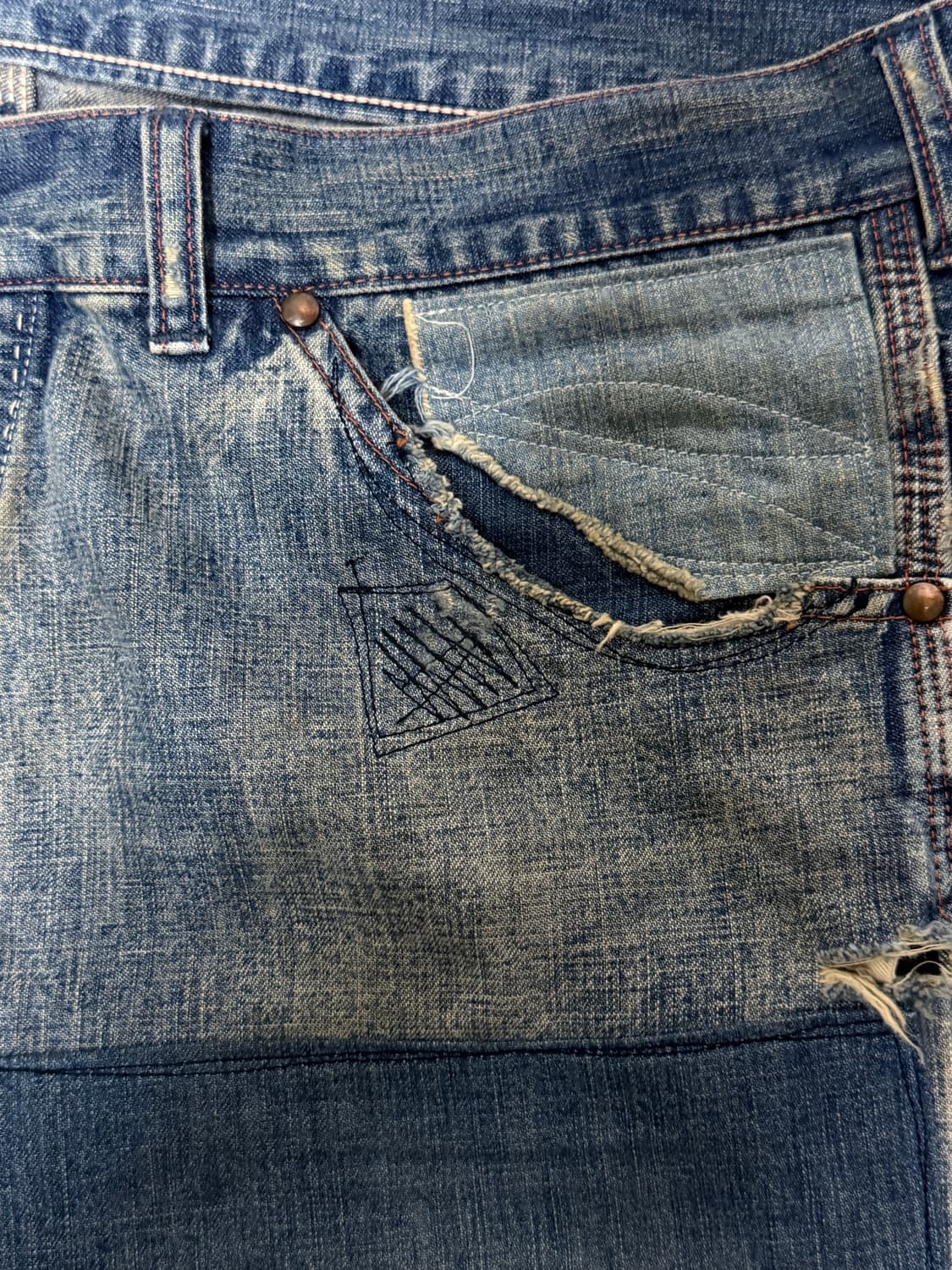 세인트미카엘 페인트 더블니 데님 XL사이즈 상품이미지2