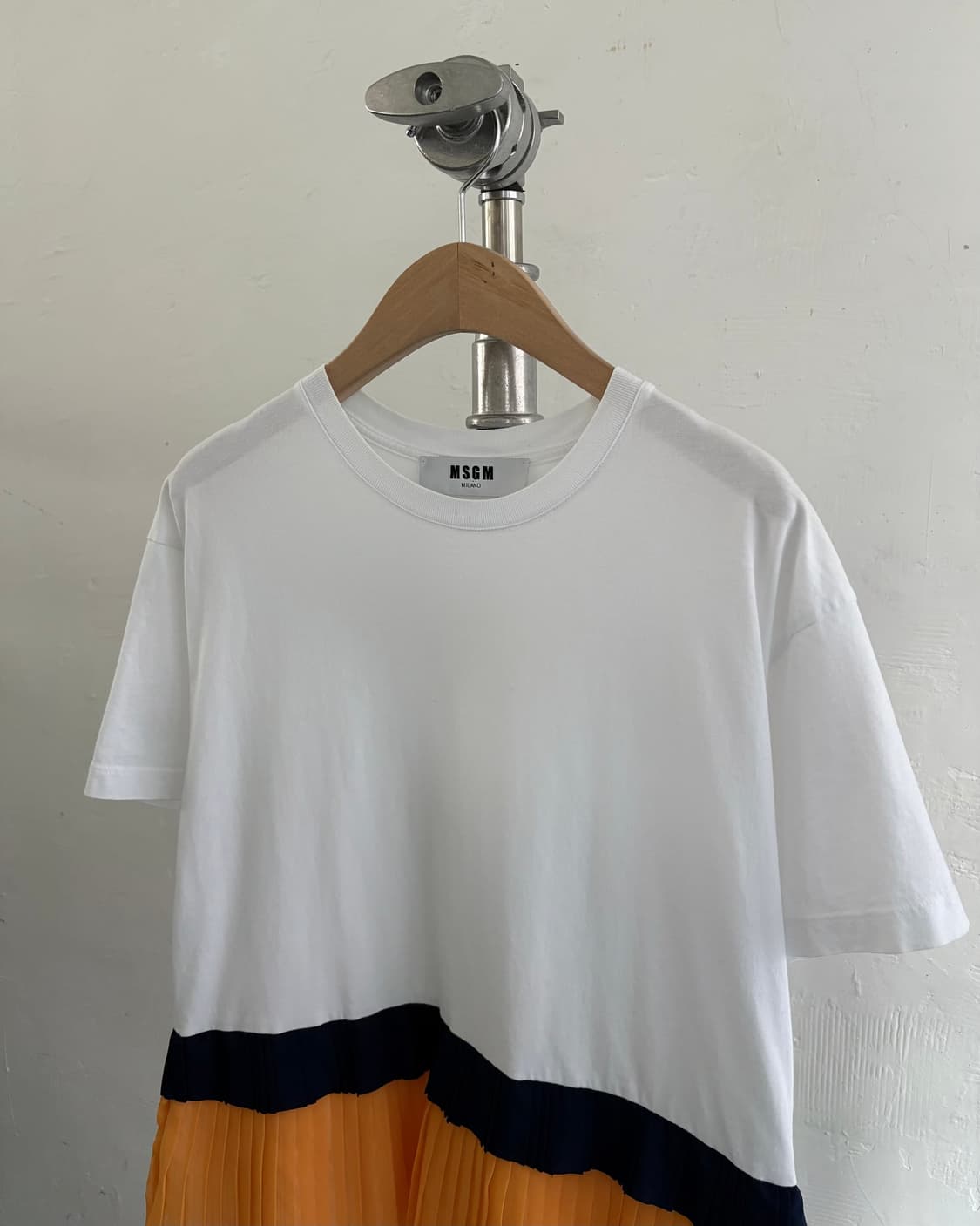 MSGM 엠에스지엠 화이트 플리츠 디테일 티셔츠 상품이미지2
