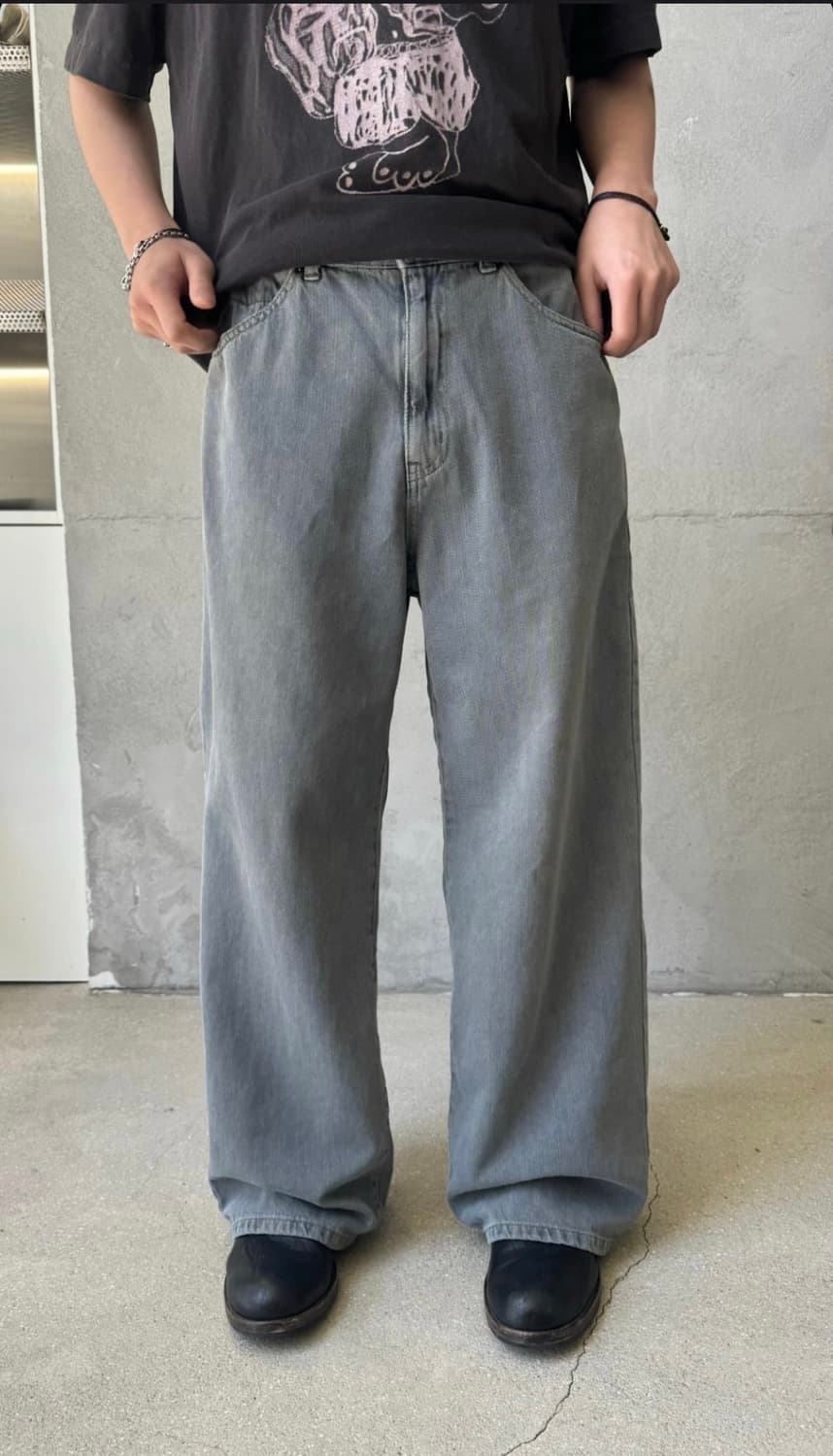 (4) 폴리테루 고시마 데님 팬츠 블리치드 그레이(블루그레이) 상품이미지4