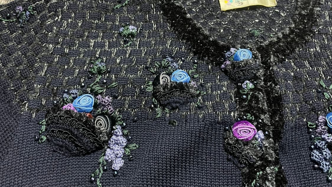 JPN 90s 일본 빈티지 y2k 모리걸 플라워 비즈 프렌치 가디건 상품이미지7