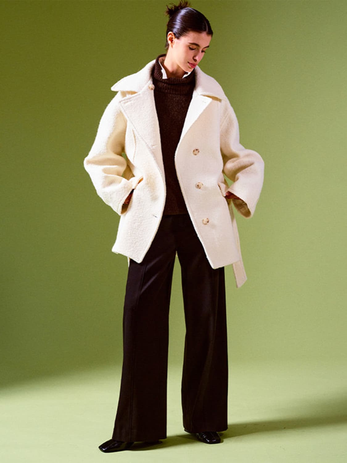 루에브르 알파카 벨티드 하프코트 상품이미지2