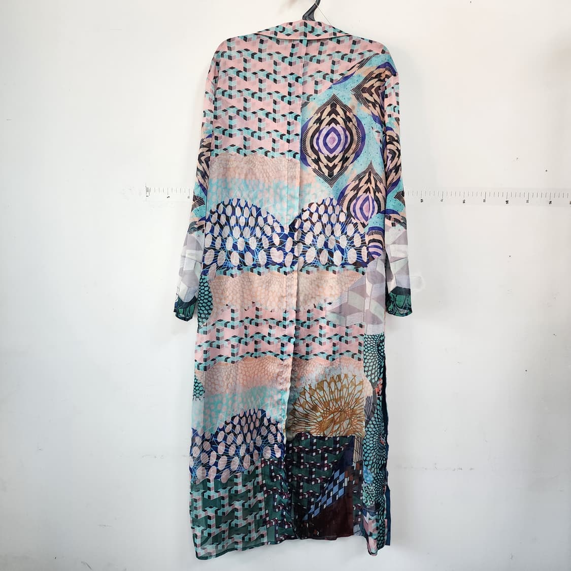 비비안 디자인 패턴 롱 시스루 로브 상품이미지3