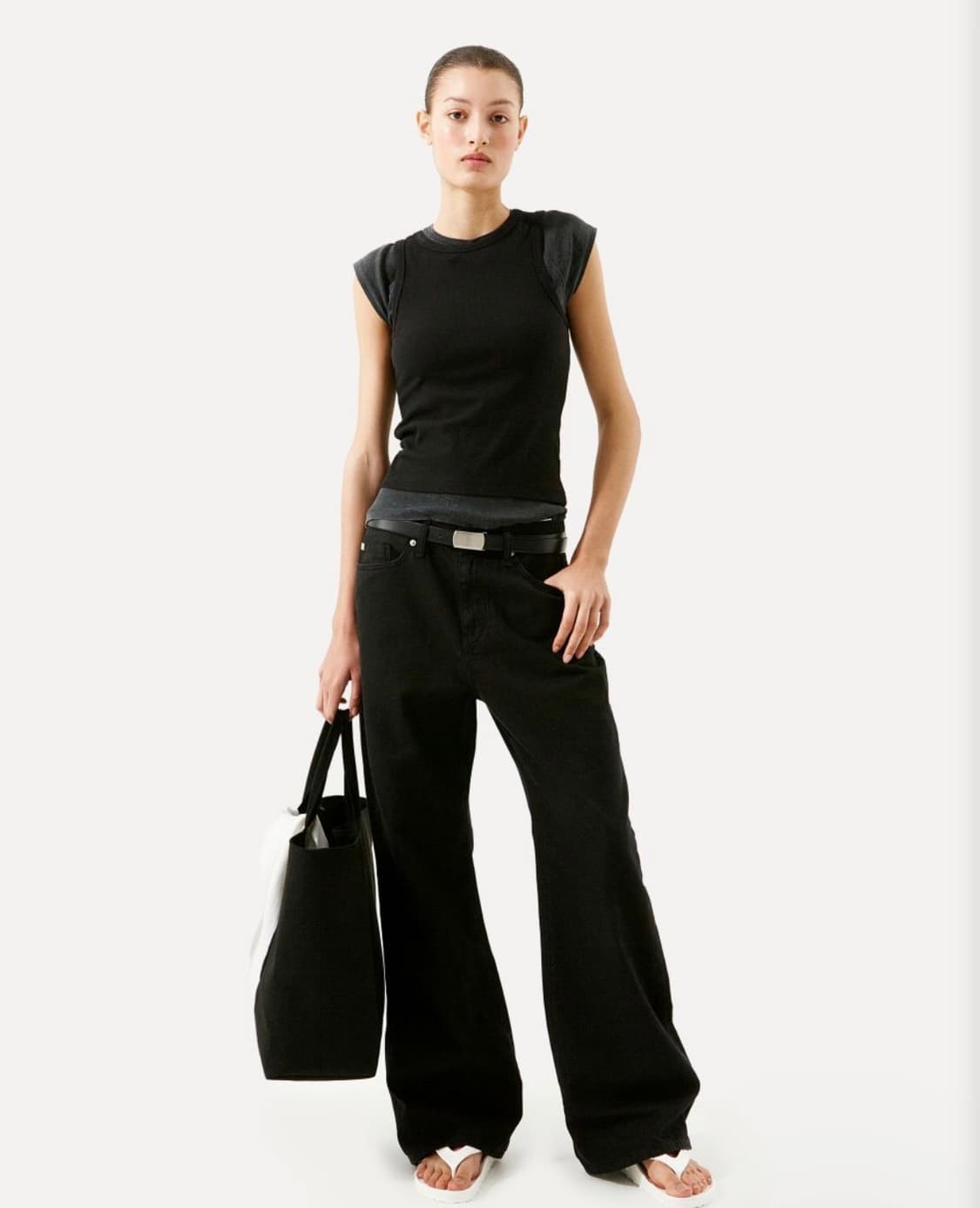 라벨아카이브 arlen wide bootcut jeans 블랙 상품이미지1