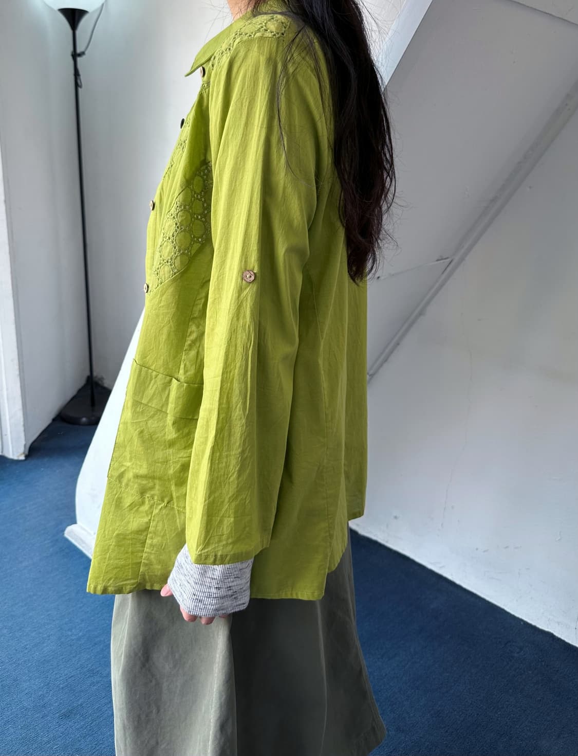 Light cotton stitch design loose shirt 상품이미지9