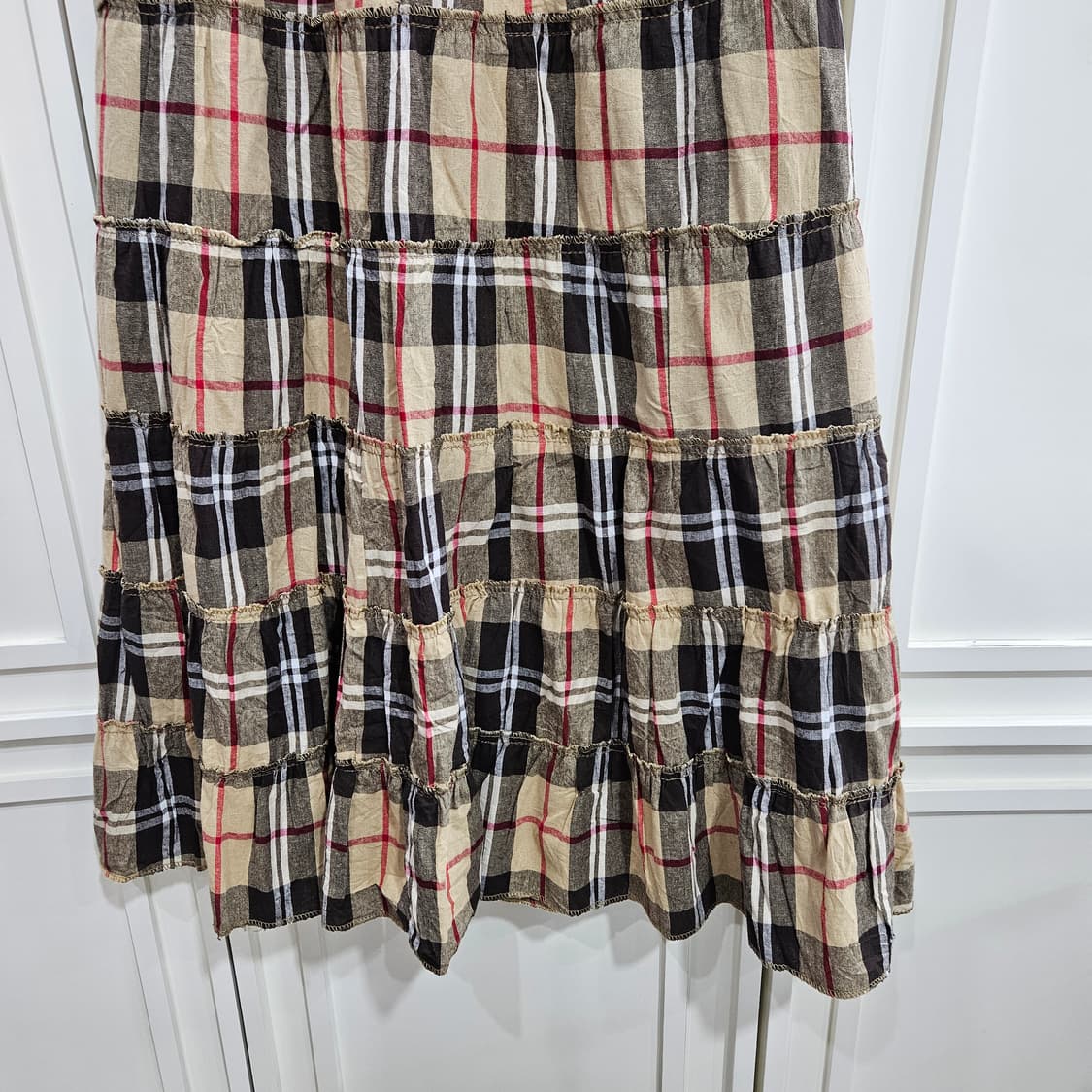 체크 패치 롱 스커트 상품이미지4