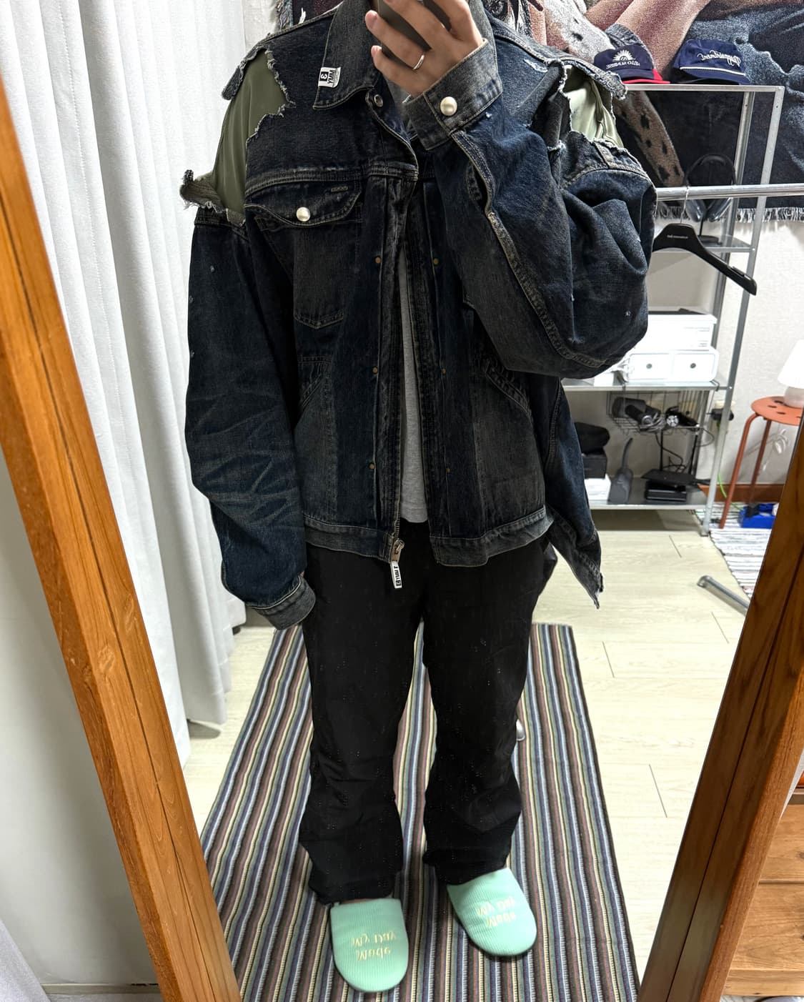 미하라야스히로 레이어드 봄버 데님 자켓 상품이미지1