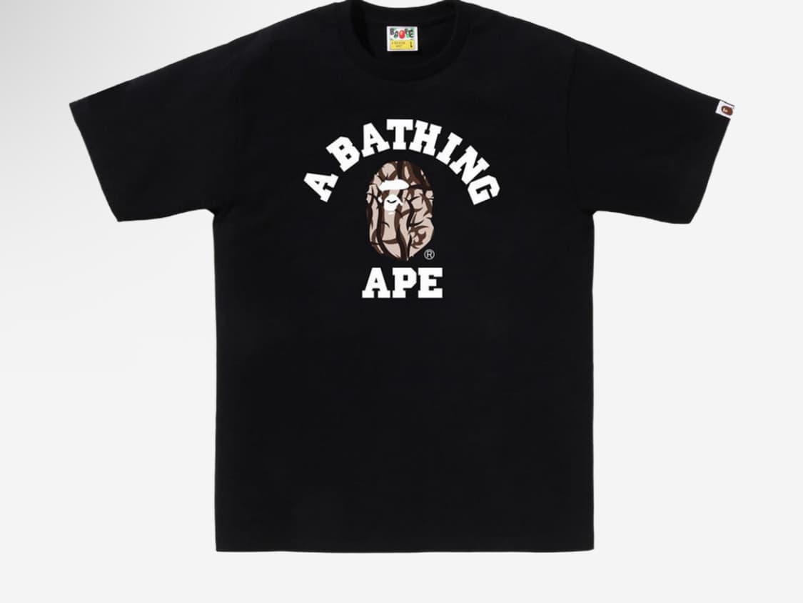 2XL 베이프 트라이얼 카모 컬리지 티셔츠 블랙 베이지 상품이미지1
