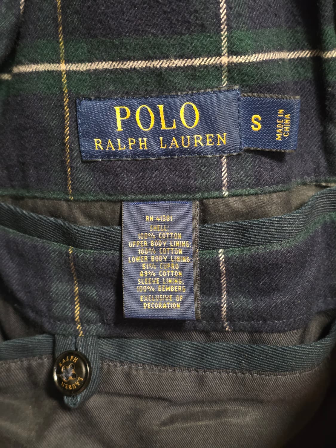 폴로 랄프로렌 왁스 코튼 헌팅 재킷 (S / 블랙 와치 안감) 상품이미지3