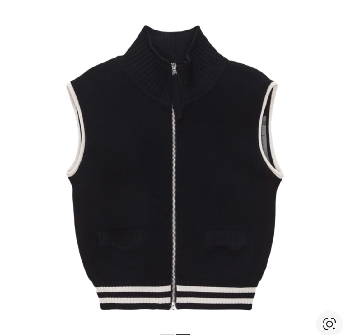 (L) 마뗑킴 스펠 포인트 스트라이프 니트 베스트 블랙 상품이미지2