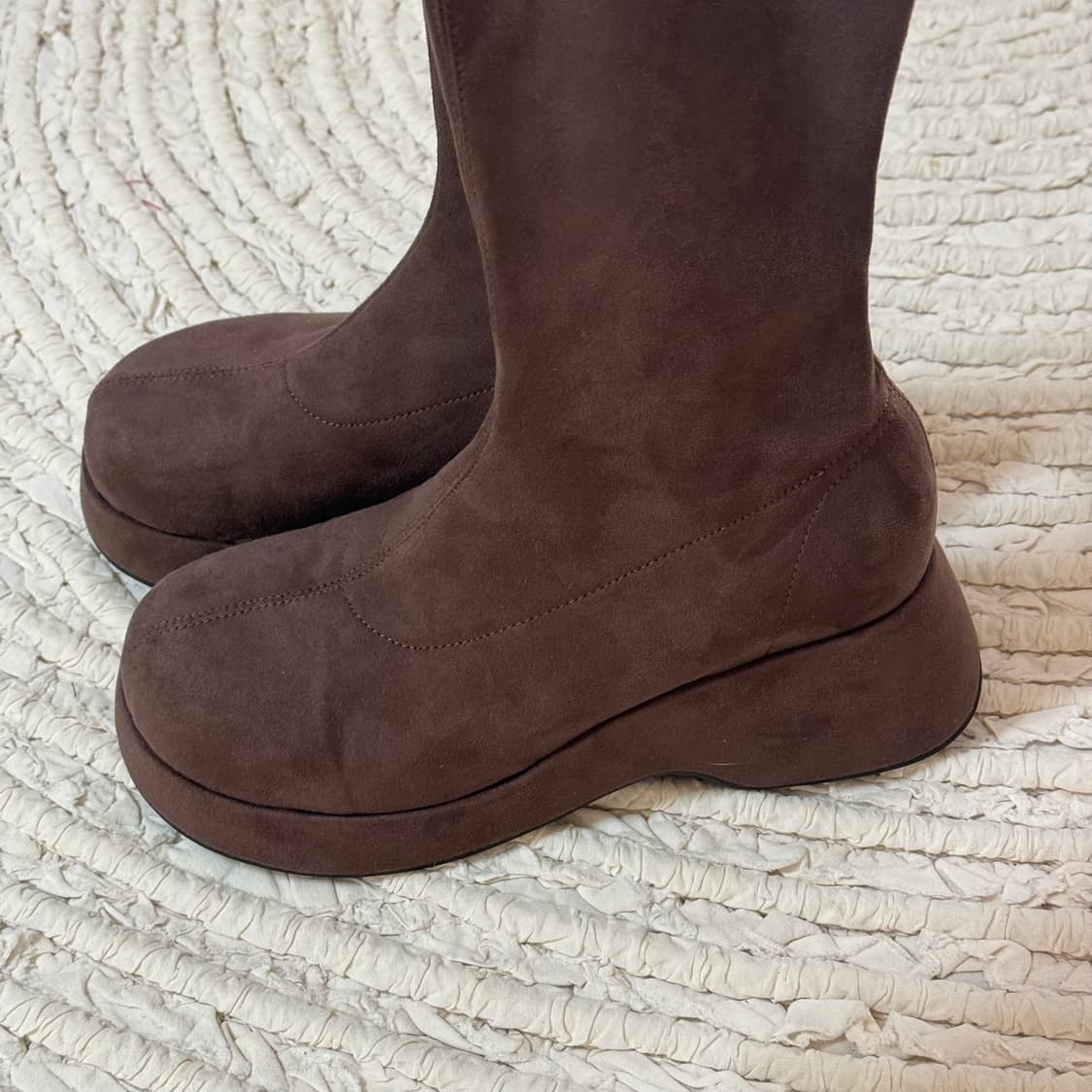 스웨이드 통굽 롱부츠 230 상품이미지6