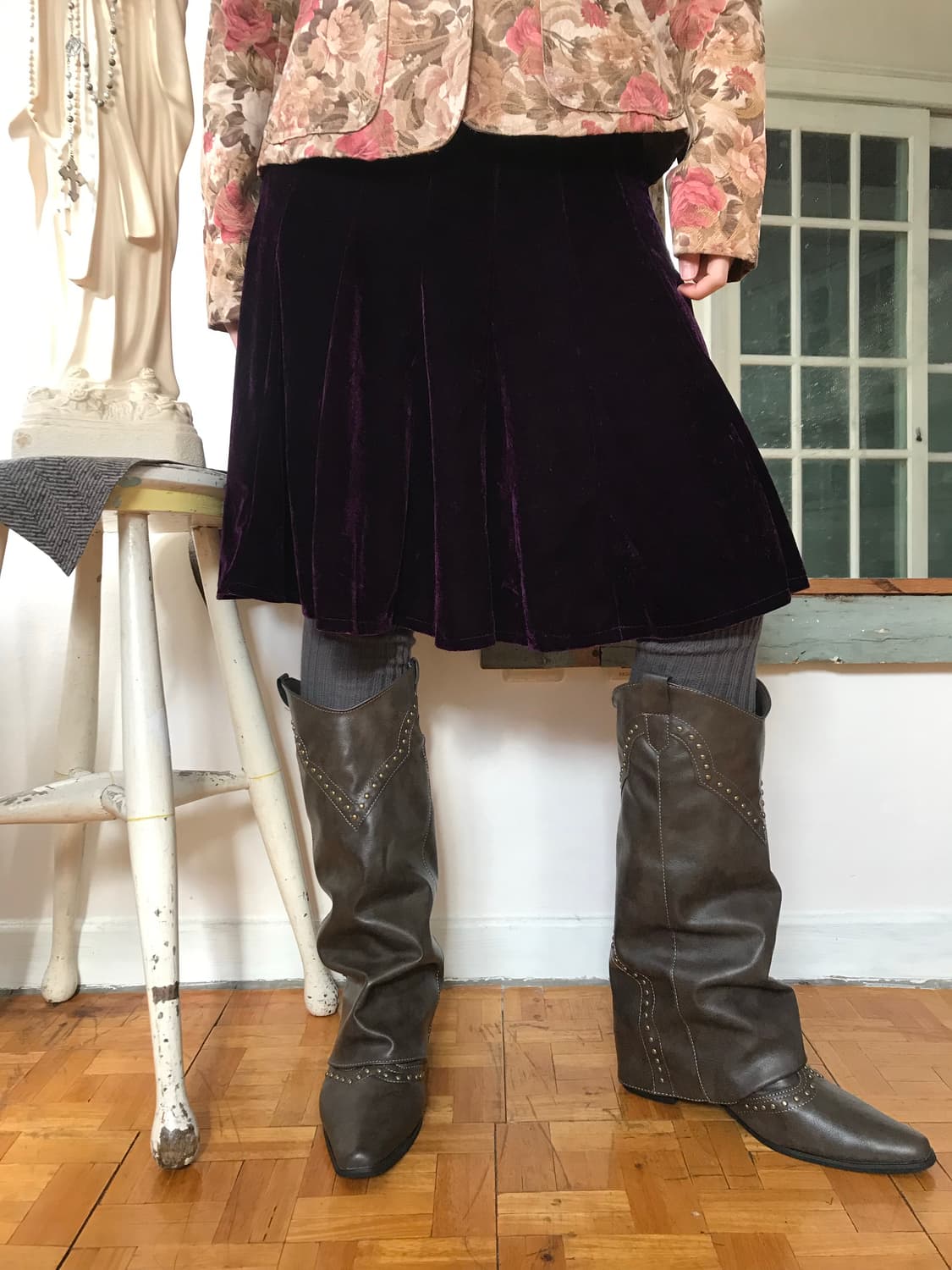 vintage purple velvet skirt 상품이미지2