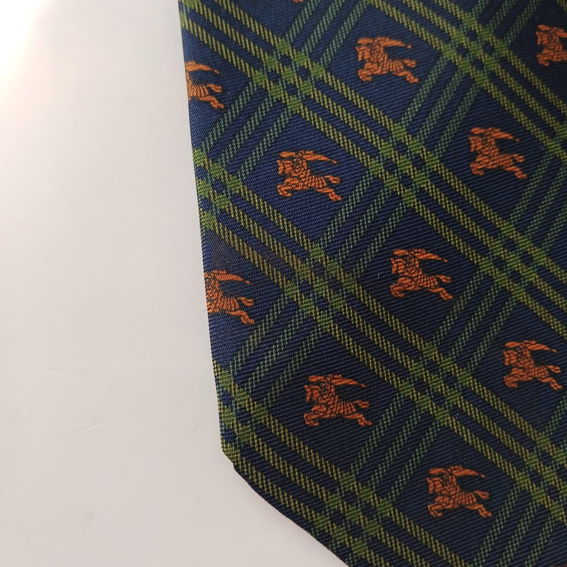 버버리 실크 그린 체크 패턴 넥타이 9cm B등급 A19491
 상품이미지7