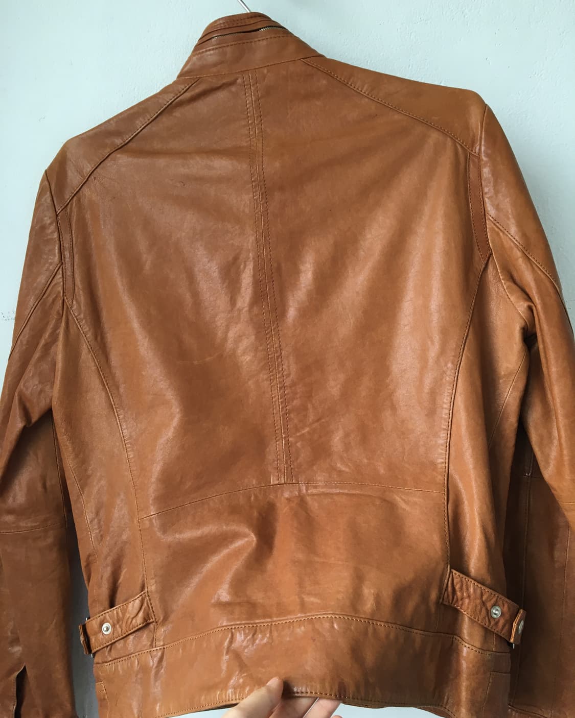 High neck leather jacket 상품이미지3