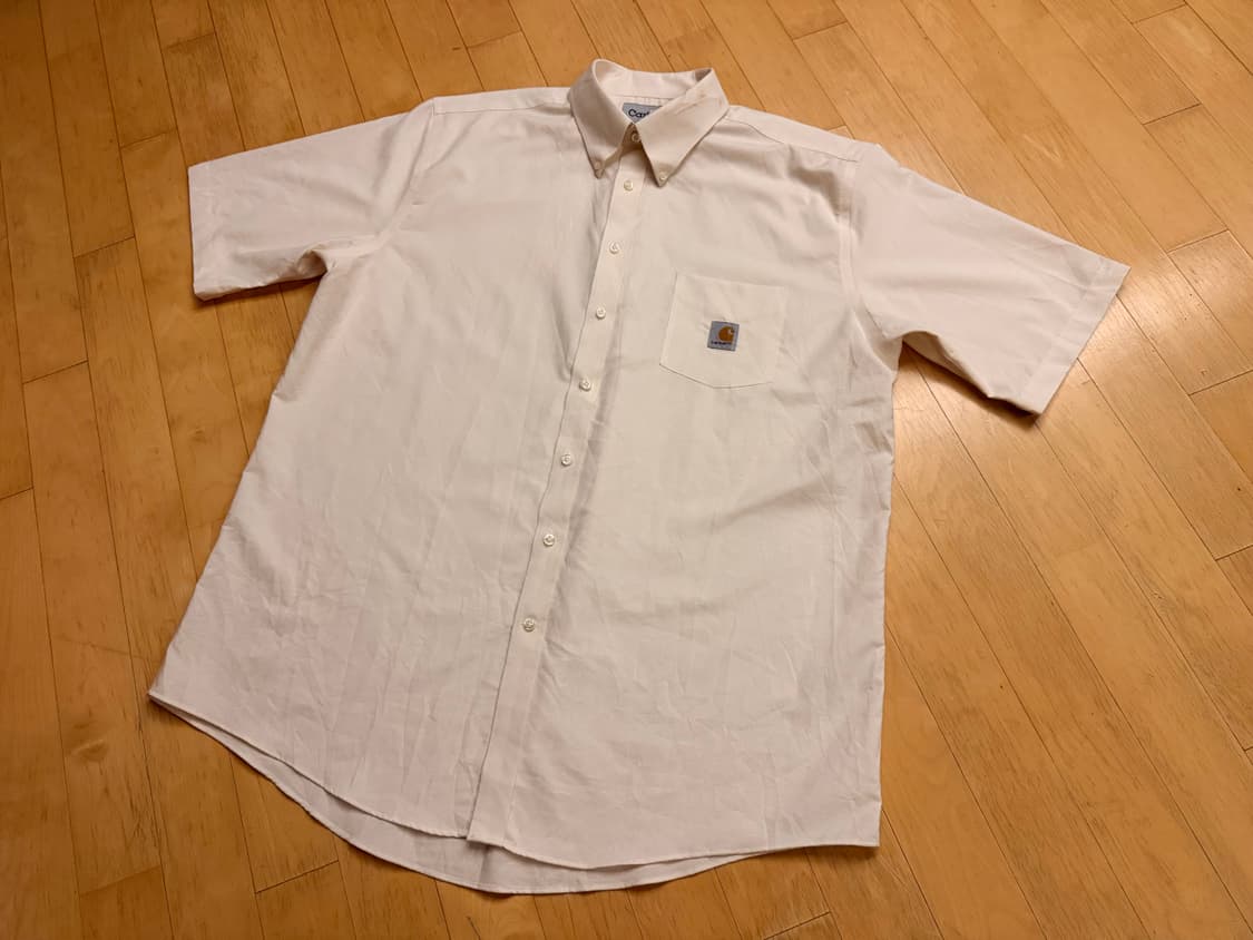 [칼하트] 스퀘어 로고 포켓 반팔 셔츠 크림색 (XL/오버핏) 상품이미지2