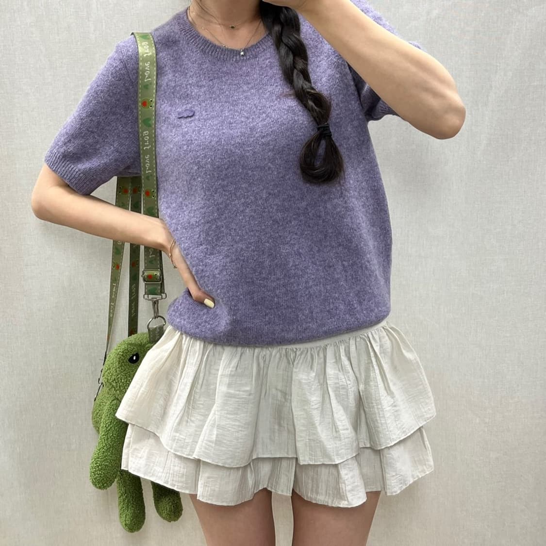 라코스테 니트 반팔 티셔츠/알파카/#3607 상품이미지3