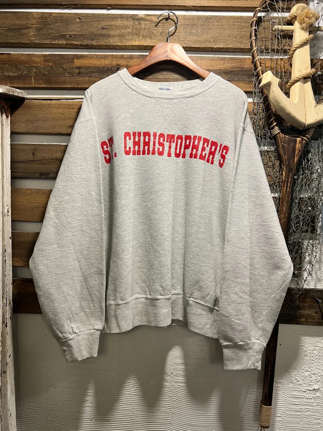 [XL]90's 챔피온 USA Made 세인트 크리스토퍼 멜란지 스웻셔츠 상품이미지1